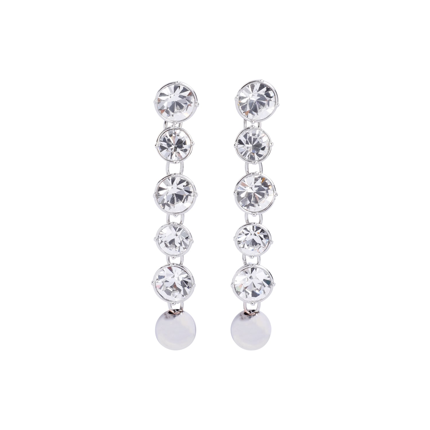 Shop Jean Paul Gaultier Long Diamond Earrings In Silver