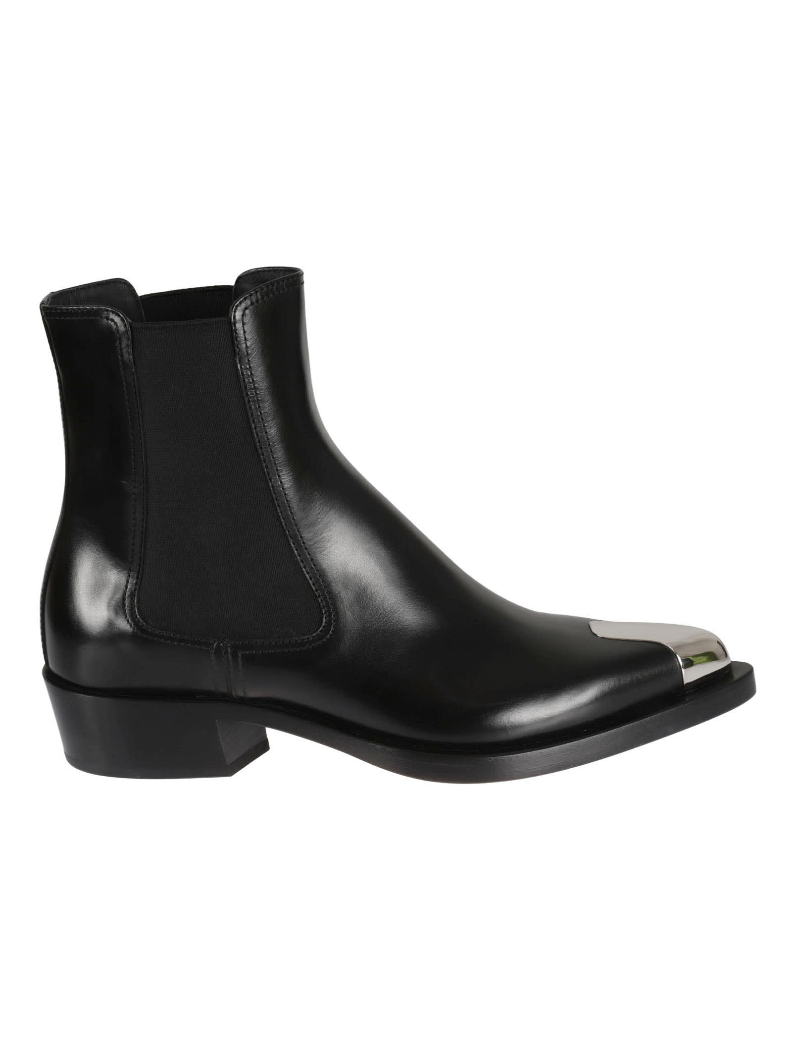 Alexander Mcqueen Metallic Toe Boots In Black/silver