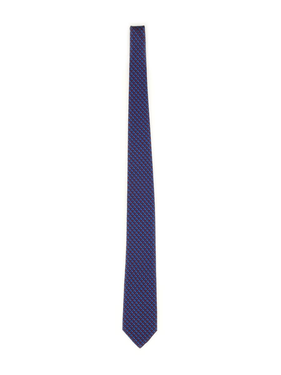 Shop Ferragamo Tie With Logo Print In Blue