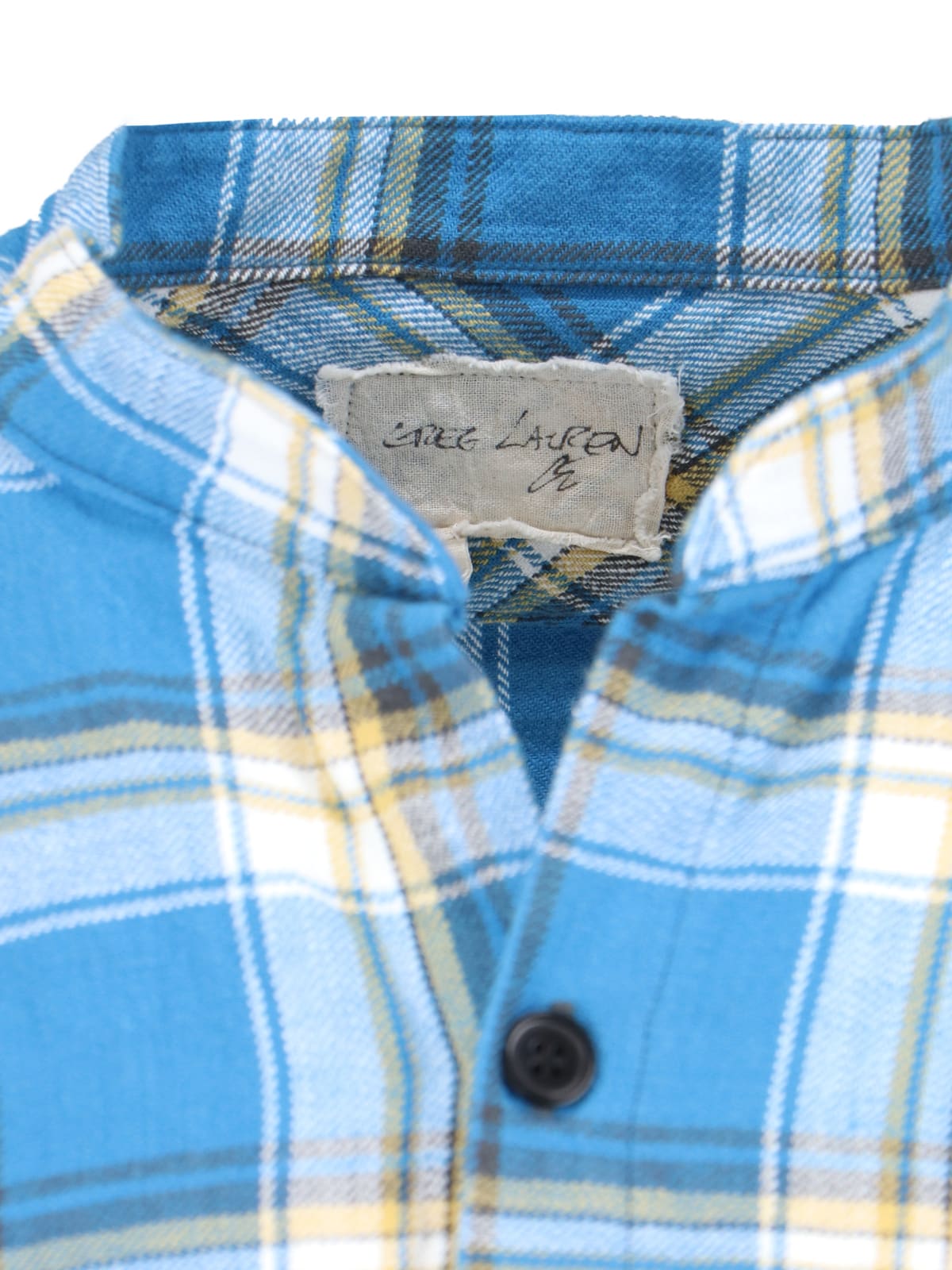 Shop Greg Lauren Check Shirt In Light Blue
