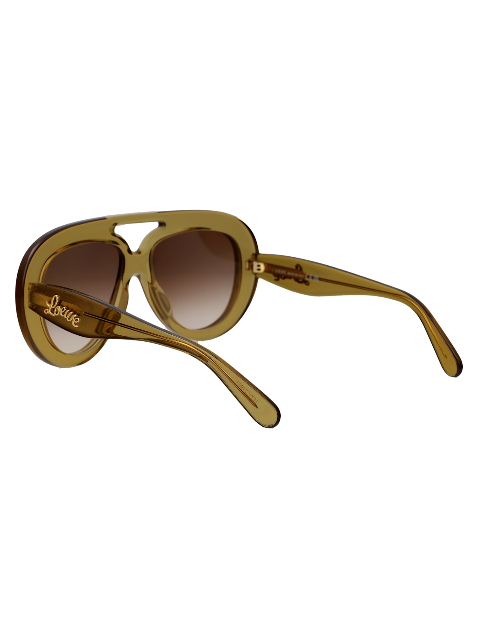 Shop Loewe Curvy Sunglasses In Crystal Green