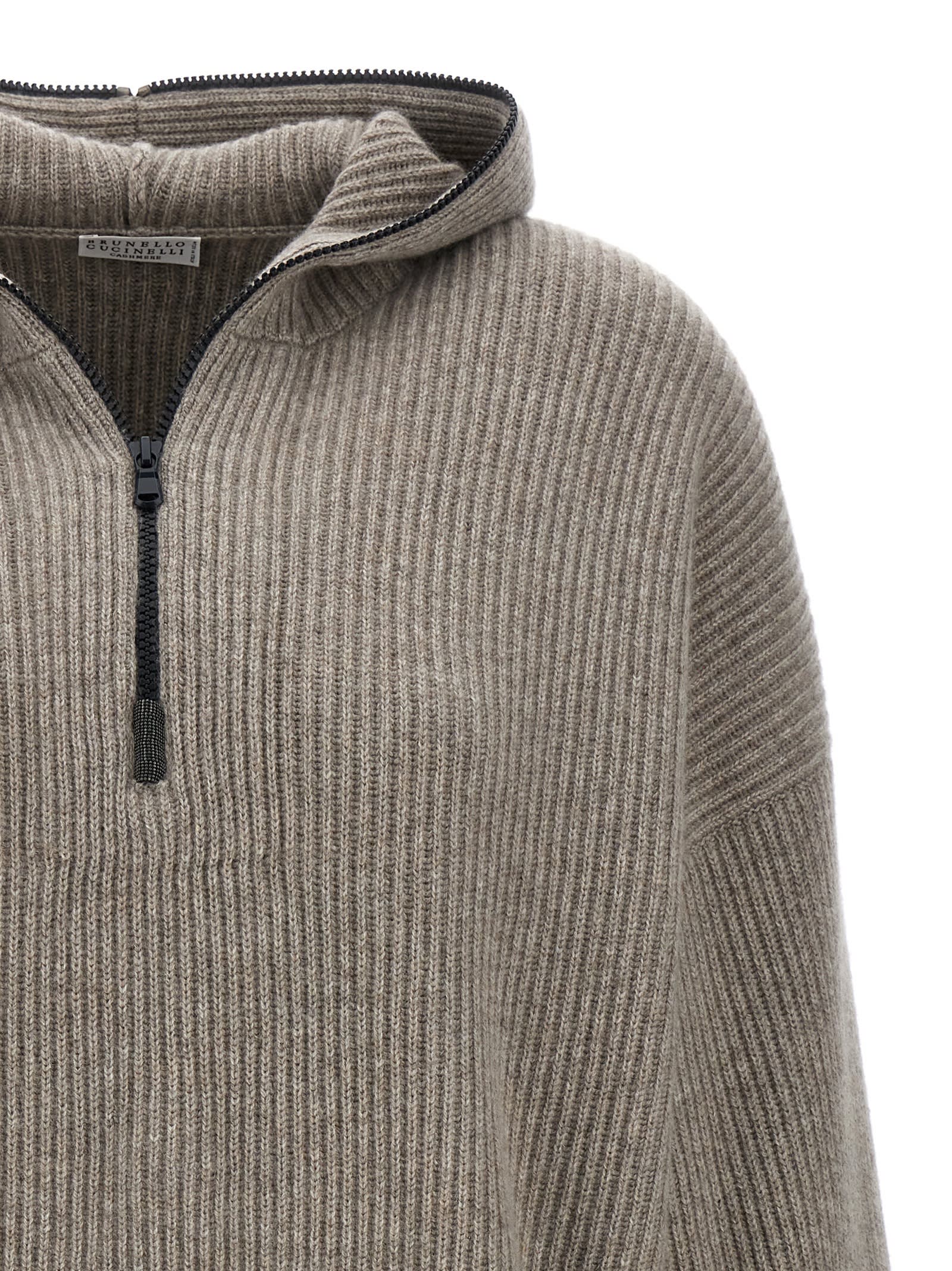 Shop Brunello Cucinelli Monile Hooded Sweater In Gray