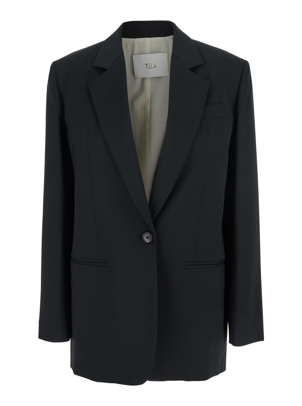 Tela Diver Black Single-breasted Jacket With Notched Revers In Wool Blend Woman In Black