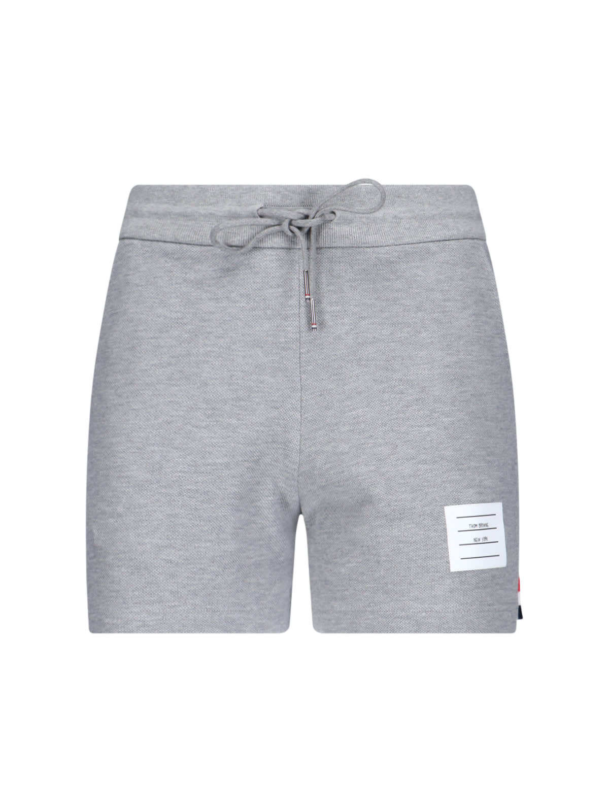 Shop Thom Browne Logo Sporty Shorts In Gray