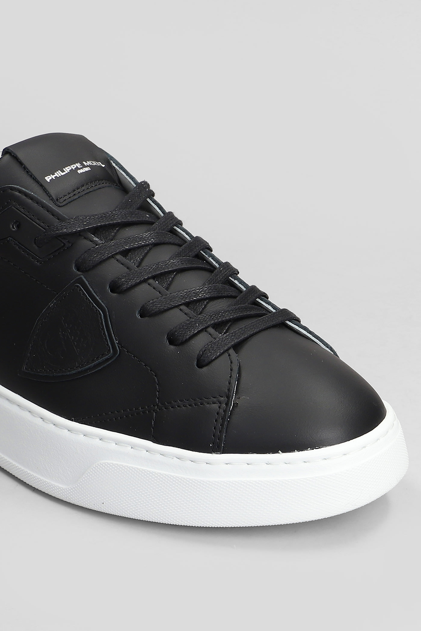 Shop Philippe Model Temple Low Sneakers In Black Leather