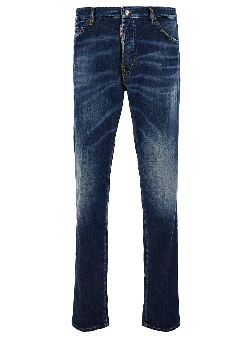 Shop Dsquared2 Cool Guy Blue Jeans With Logo Patch In Stretch Cotton Denim Man