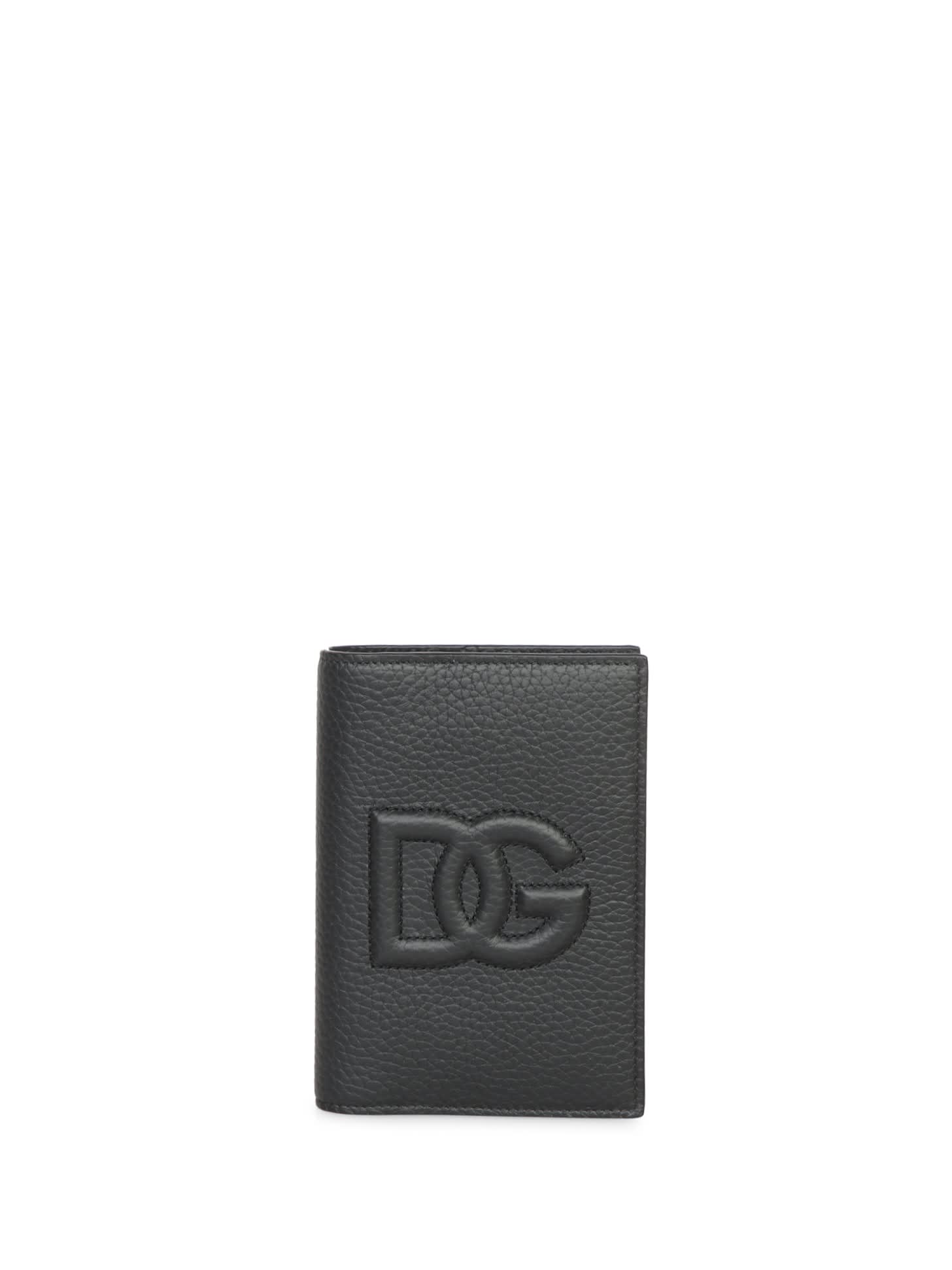 Shop Dolce & Gabbana Black Leather Passport Holder