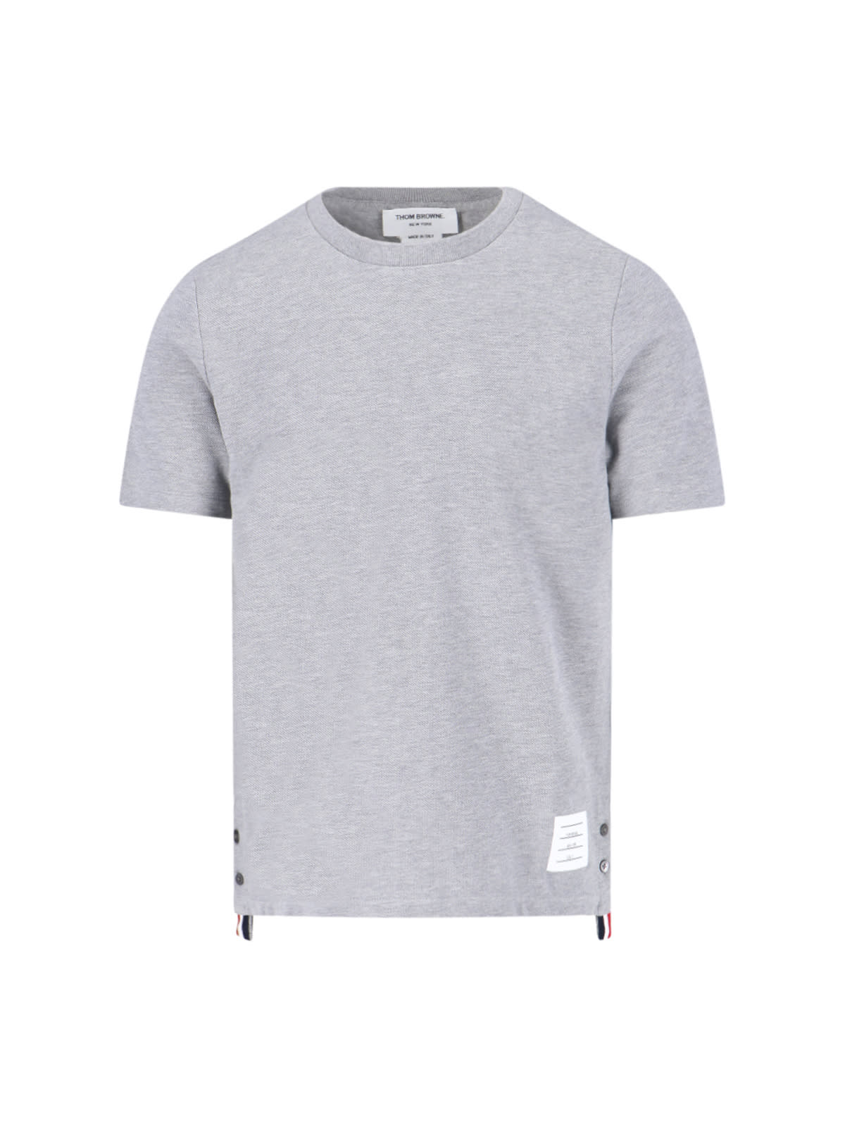 Thom Browne Logo Tape T-shirt In Gray