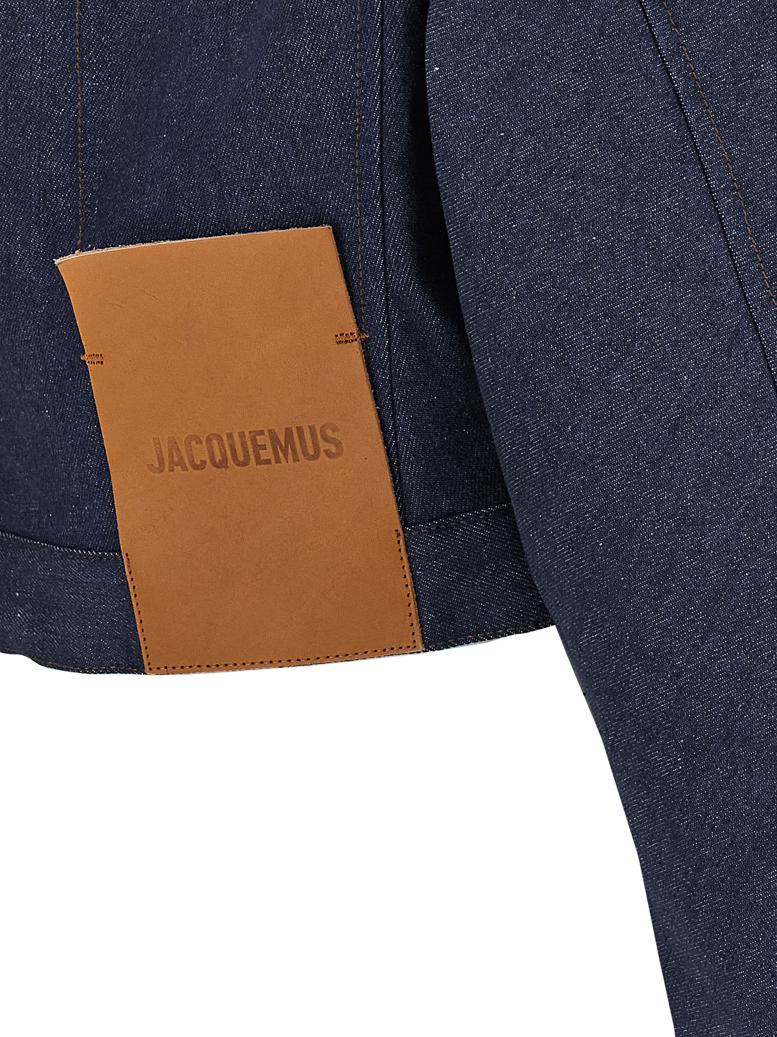 Shop Jacquemus La Veste De-nîmes Obra Crop Jacket In Blue