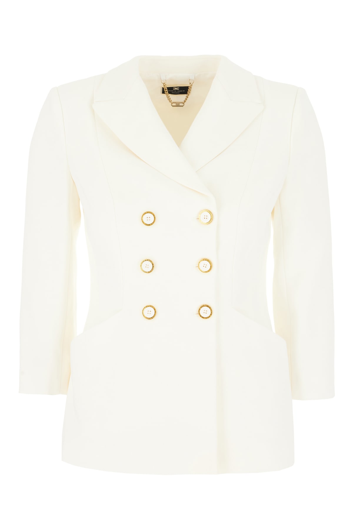 ELISABETTA FRANCHI WHITE STRETCH VISCOSE BLAZER 