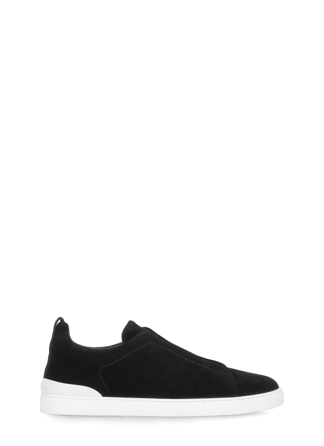 Zegna Triple Stitch Leather Sneakers In Black