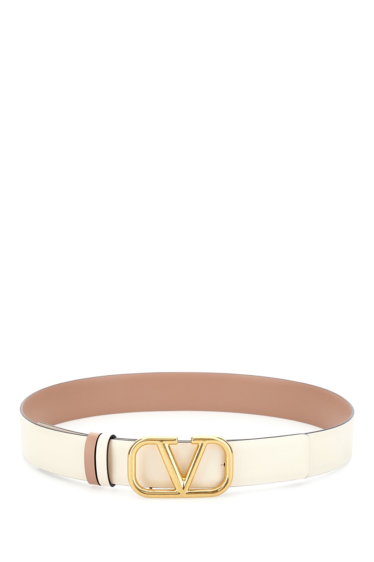 Valentino Garavani Ivory Leather Reversible Belt In Ivoryrose