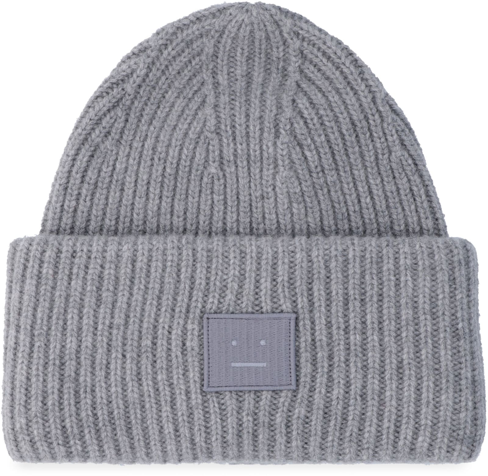 Shop Acne Studios Ribbed Knit Beanie In Grey