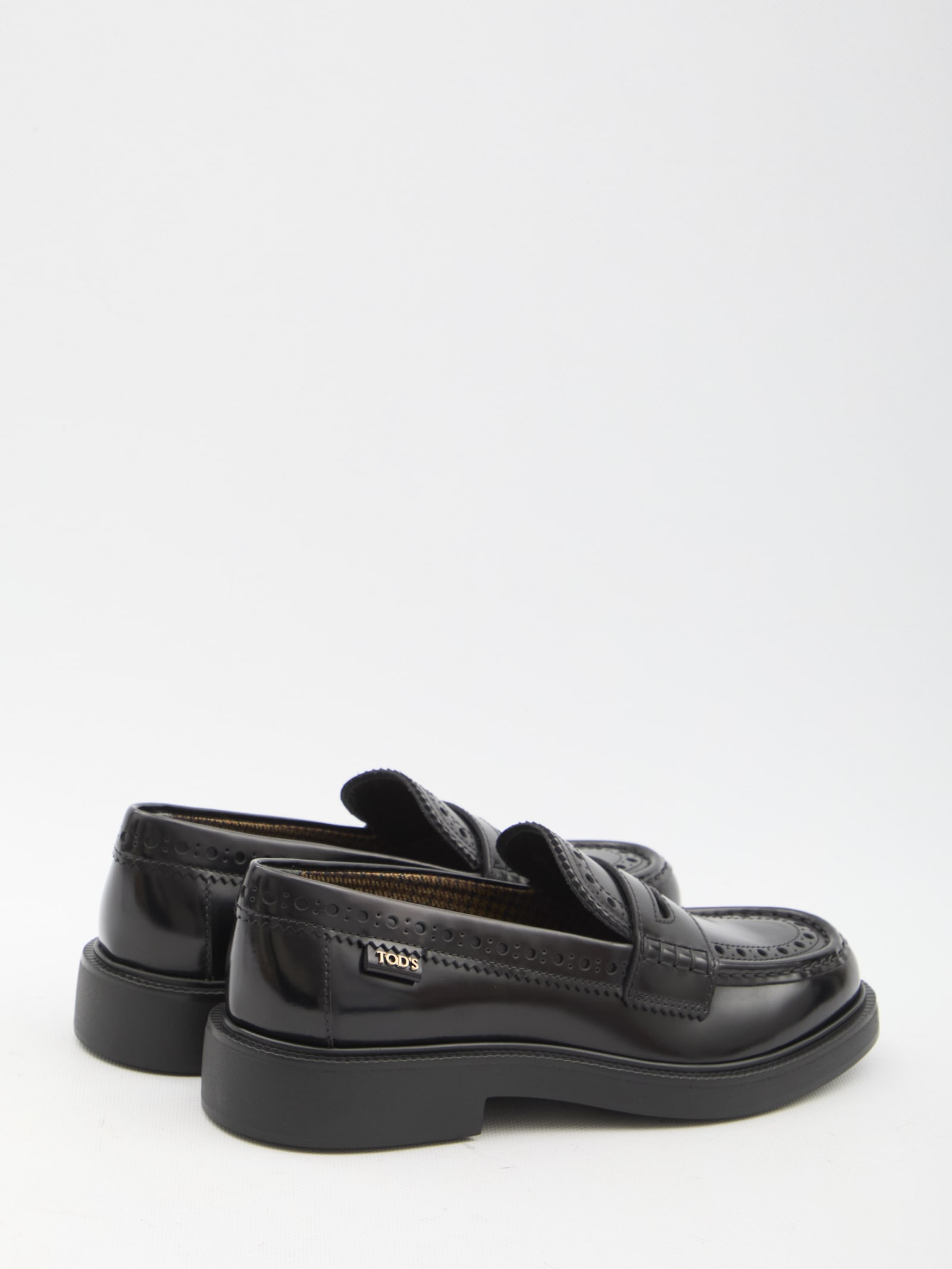 Shop Tod's Leather Loafers In Black