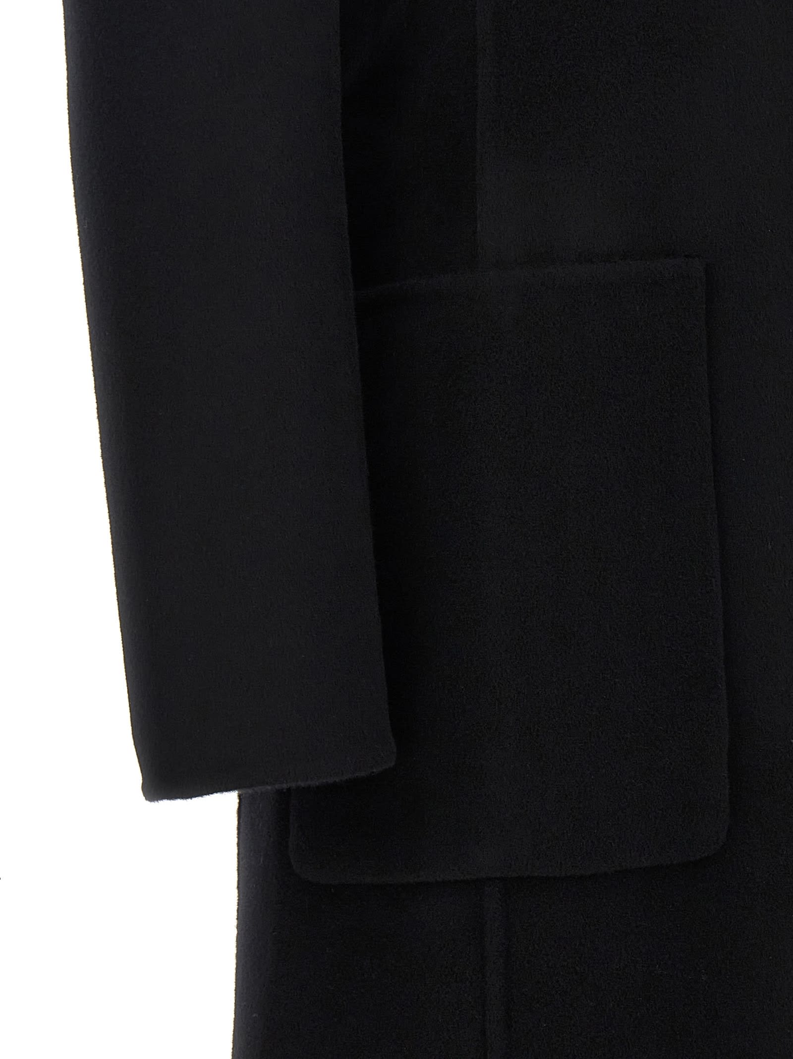 Tory Burch Single-breasted Mid-length Coat In Black