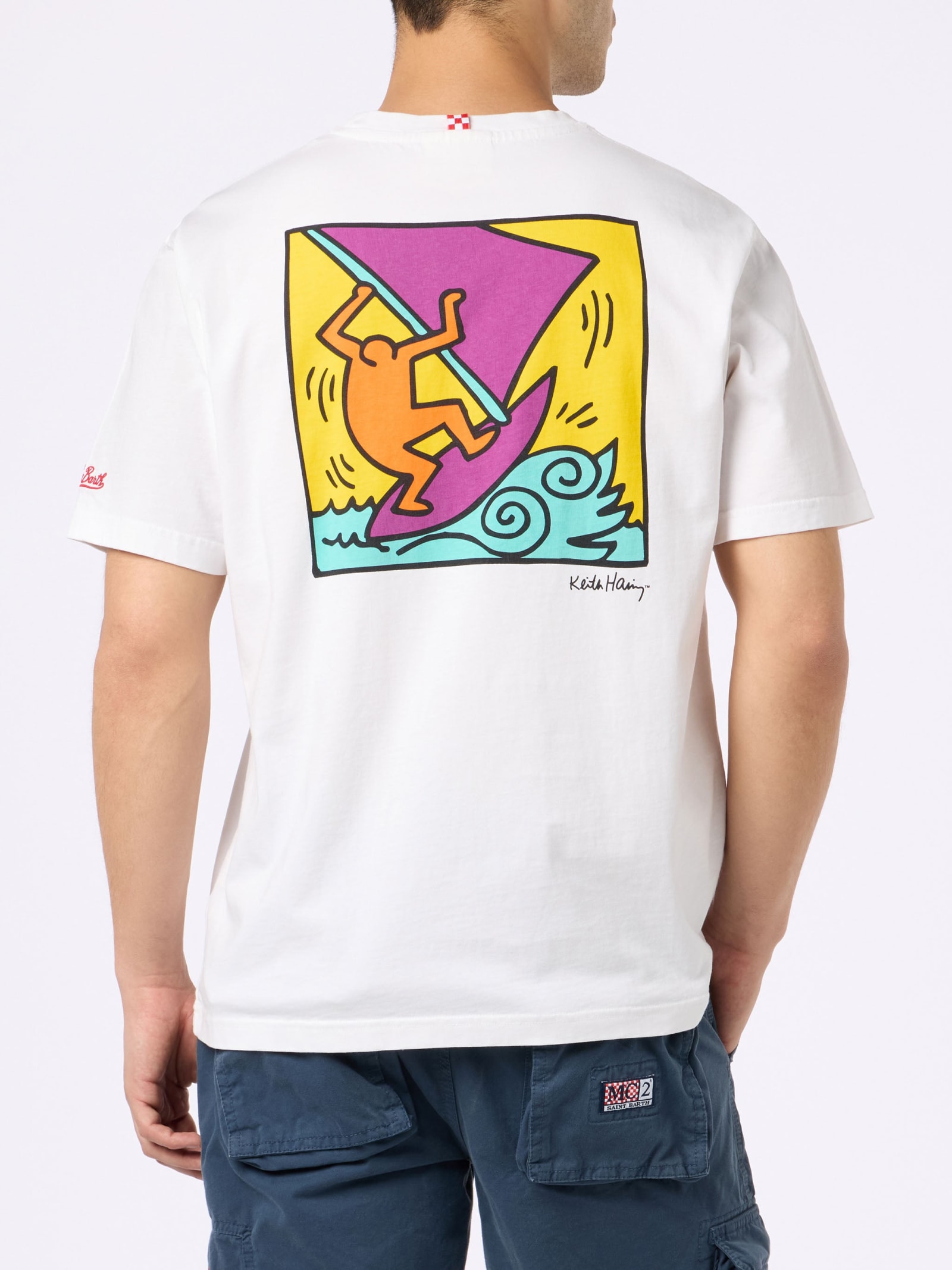 MC2 SAINT BARTH MAN COTTON T-SHIRT WITH KEITH HARING DESIGN FRONT AND BACK PRINT KEITH HARING SPECIAL EDITION