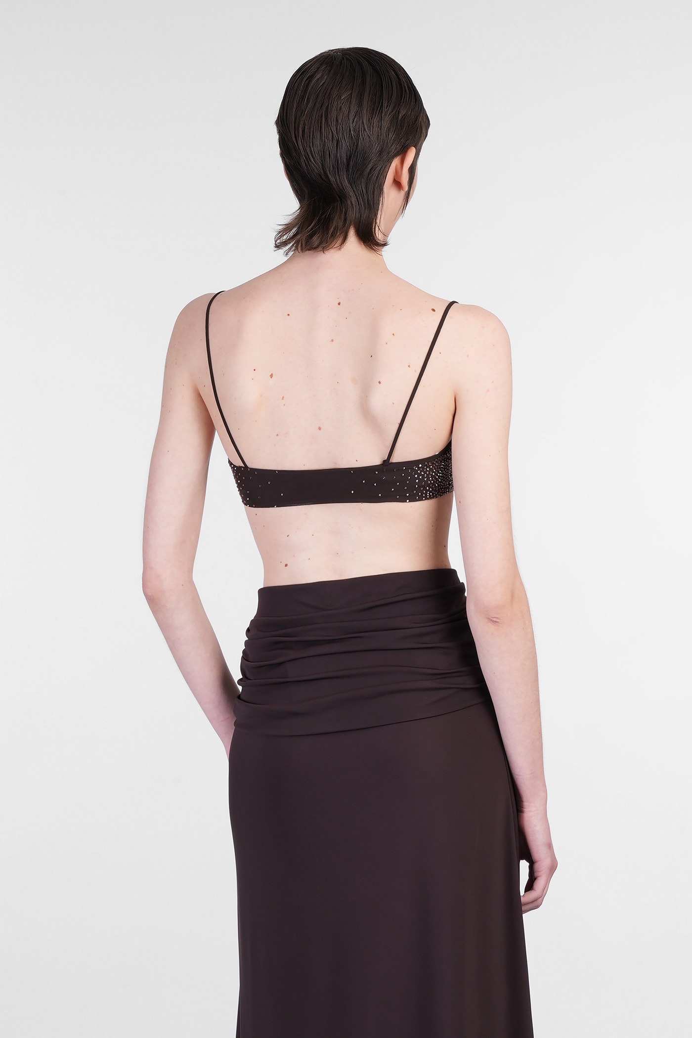 The Andamane Inga Crystal Topwear In Brown Polyamide