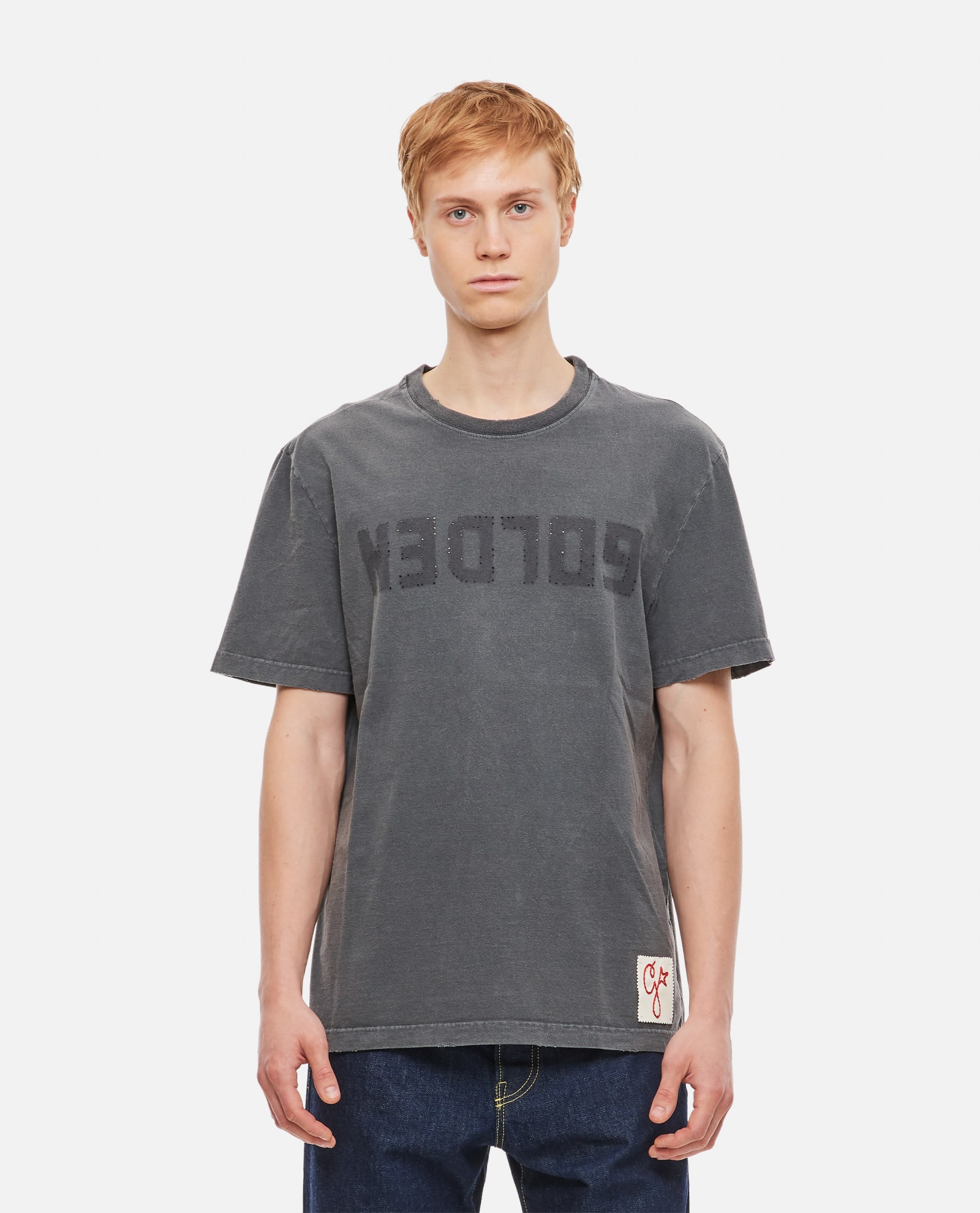 Shop Golden Goose Logo Cotton T-shirt In Grey