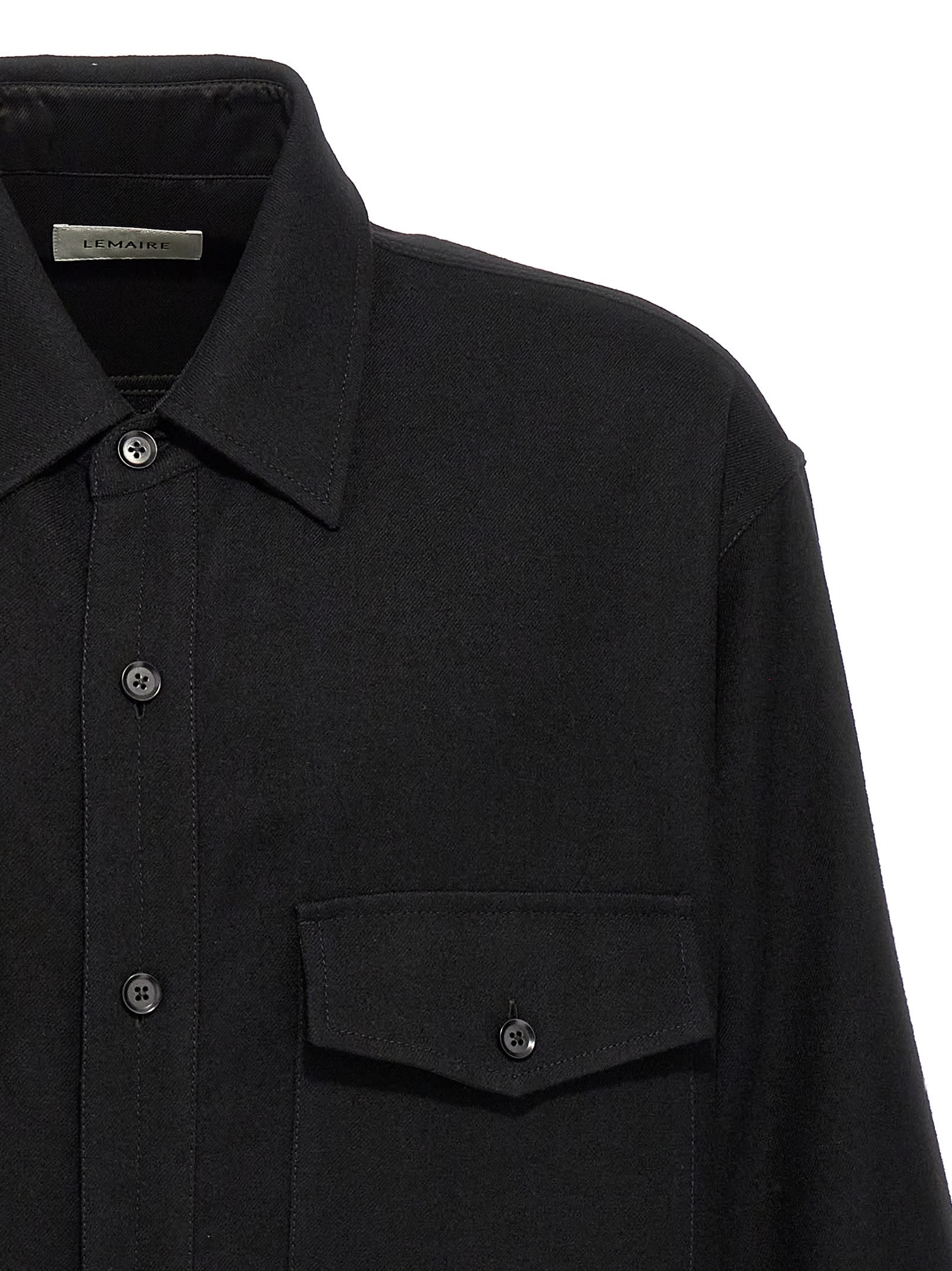 Shop Lemaire Two Pockets Overshirt Shirt In Black