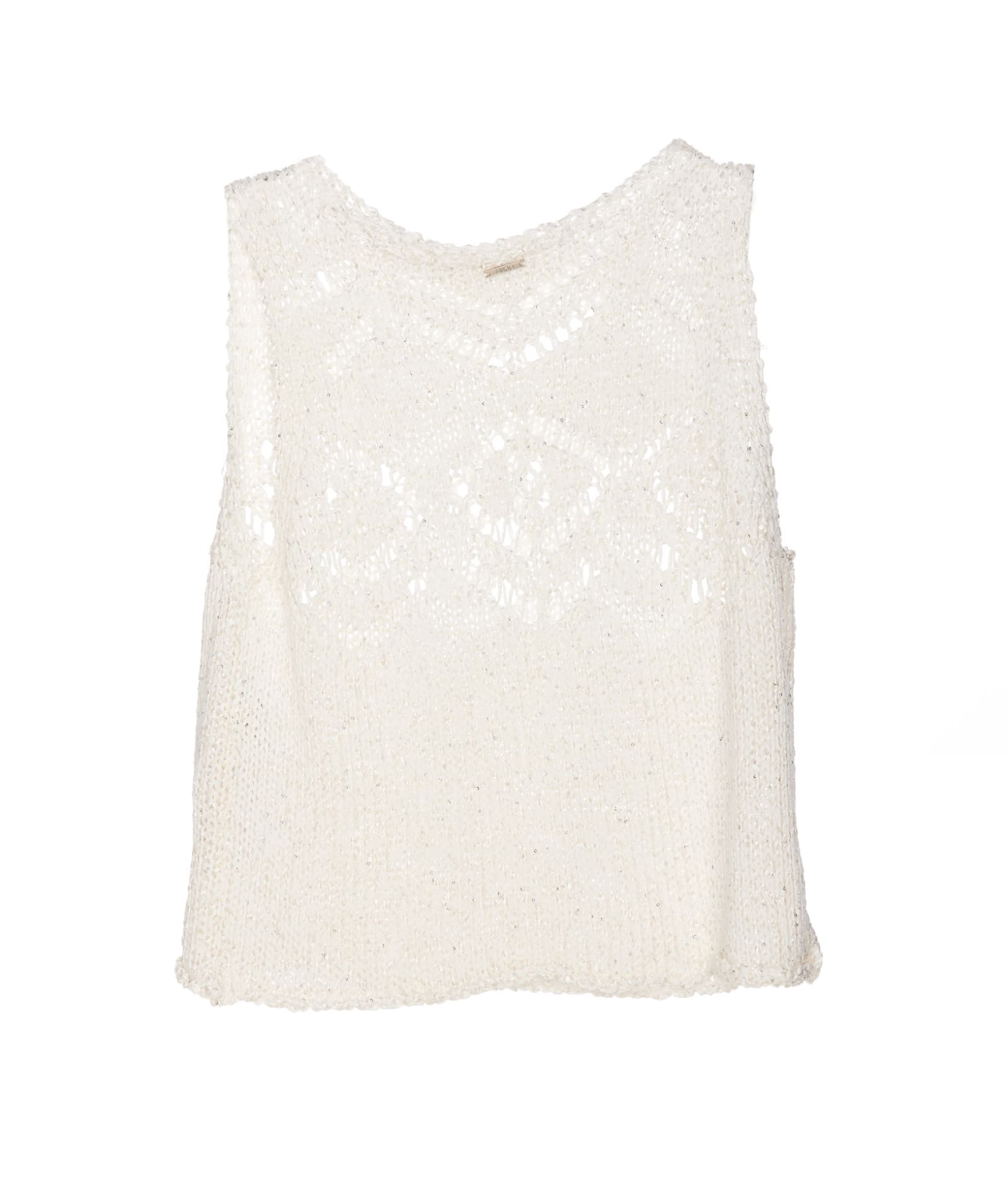 Shop Liu •jo Knitted Sequins Vest In White