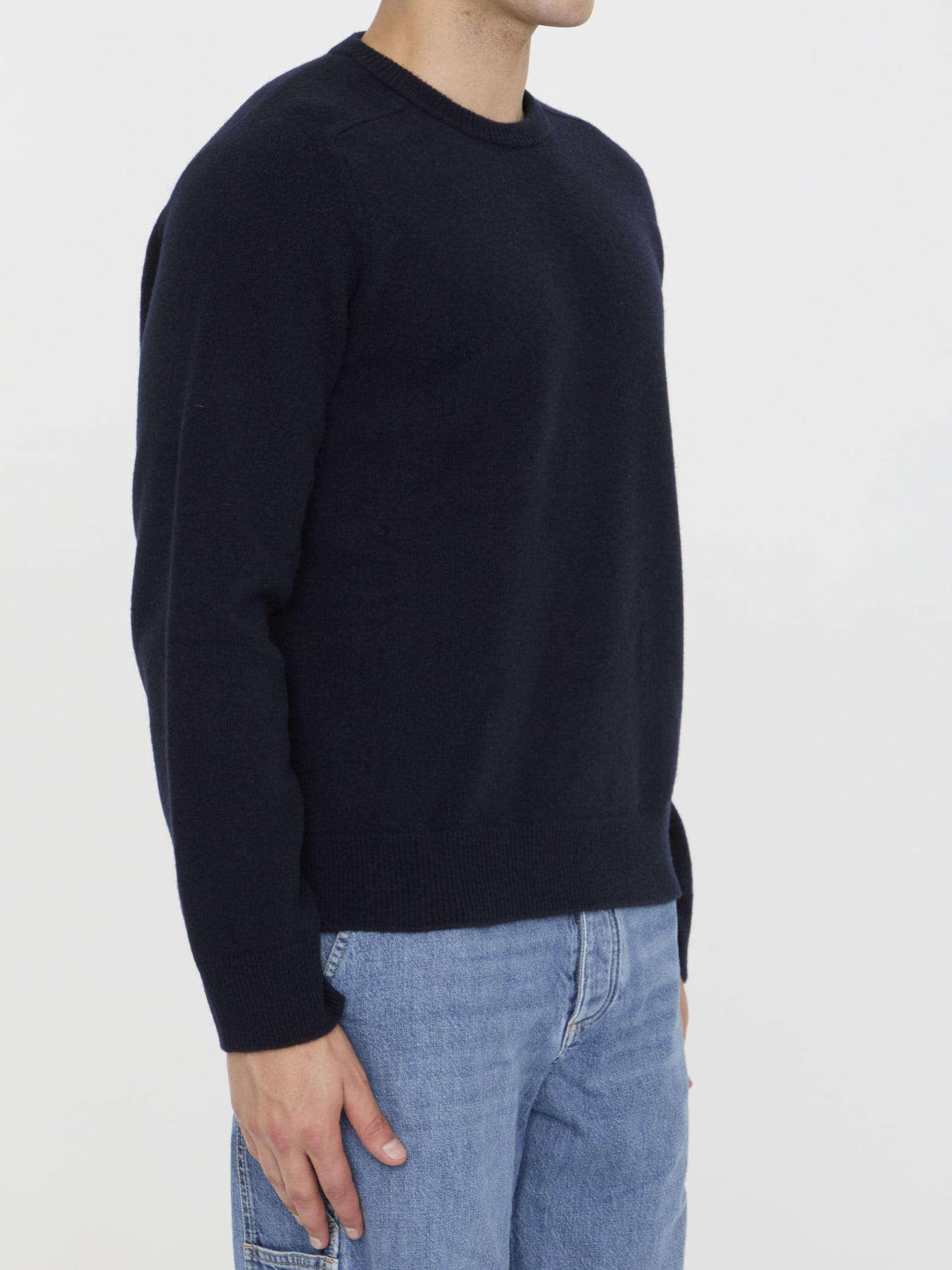 Shop Maison Margiela Wool Jumper In Navy