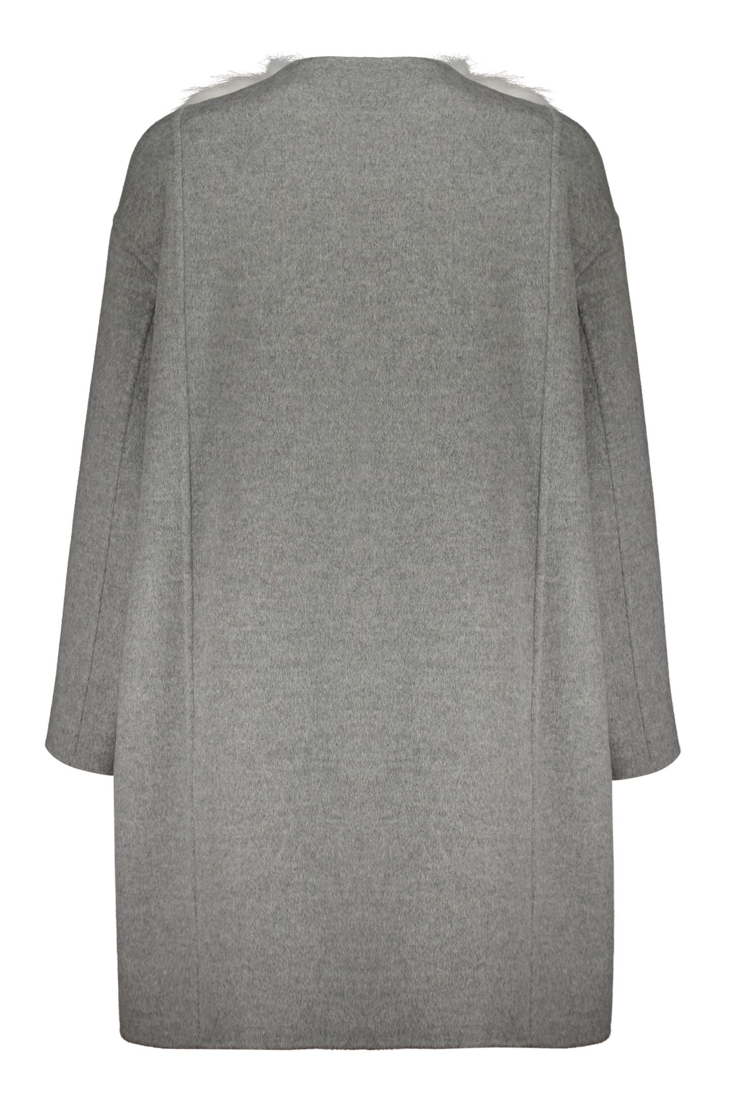 Fendi Fur Trim Cashmere Coat In Grey