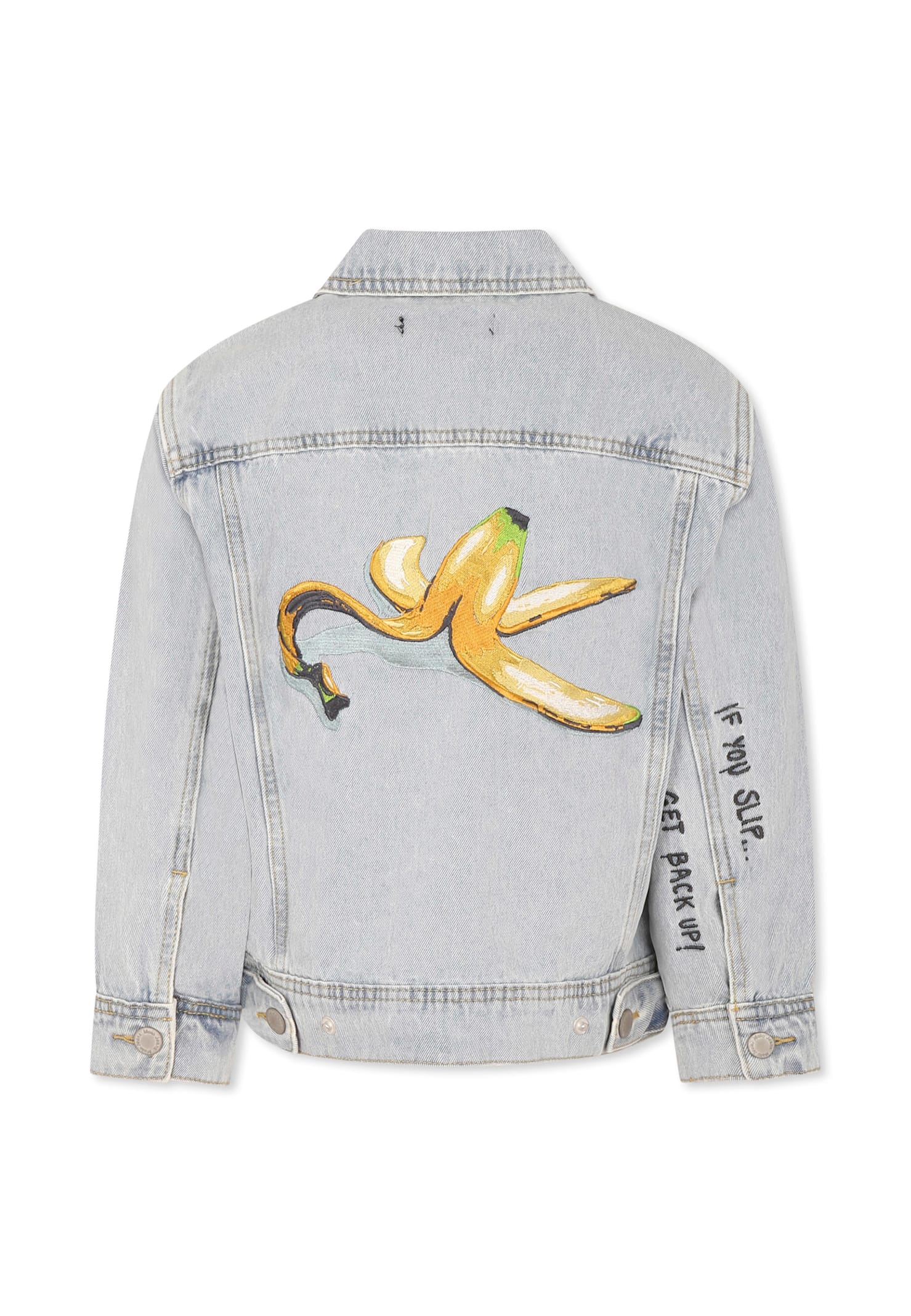Molo Denim Jacket For Kids With Banana In Denim