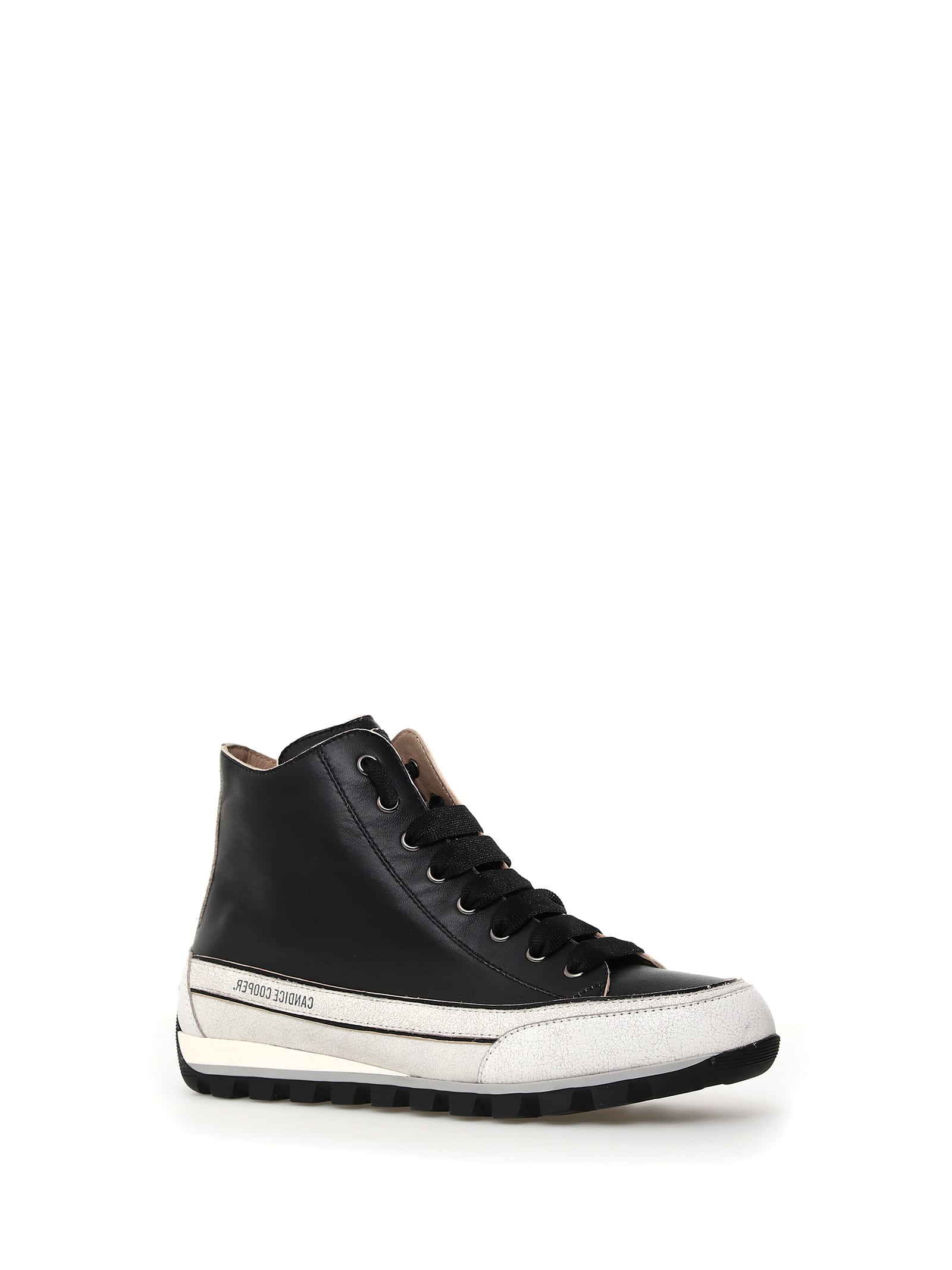 Shop Candice Cooper Black Nappa Leather High-top Sneaker In Nero