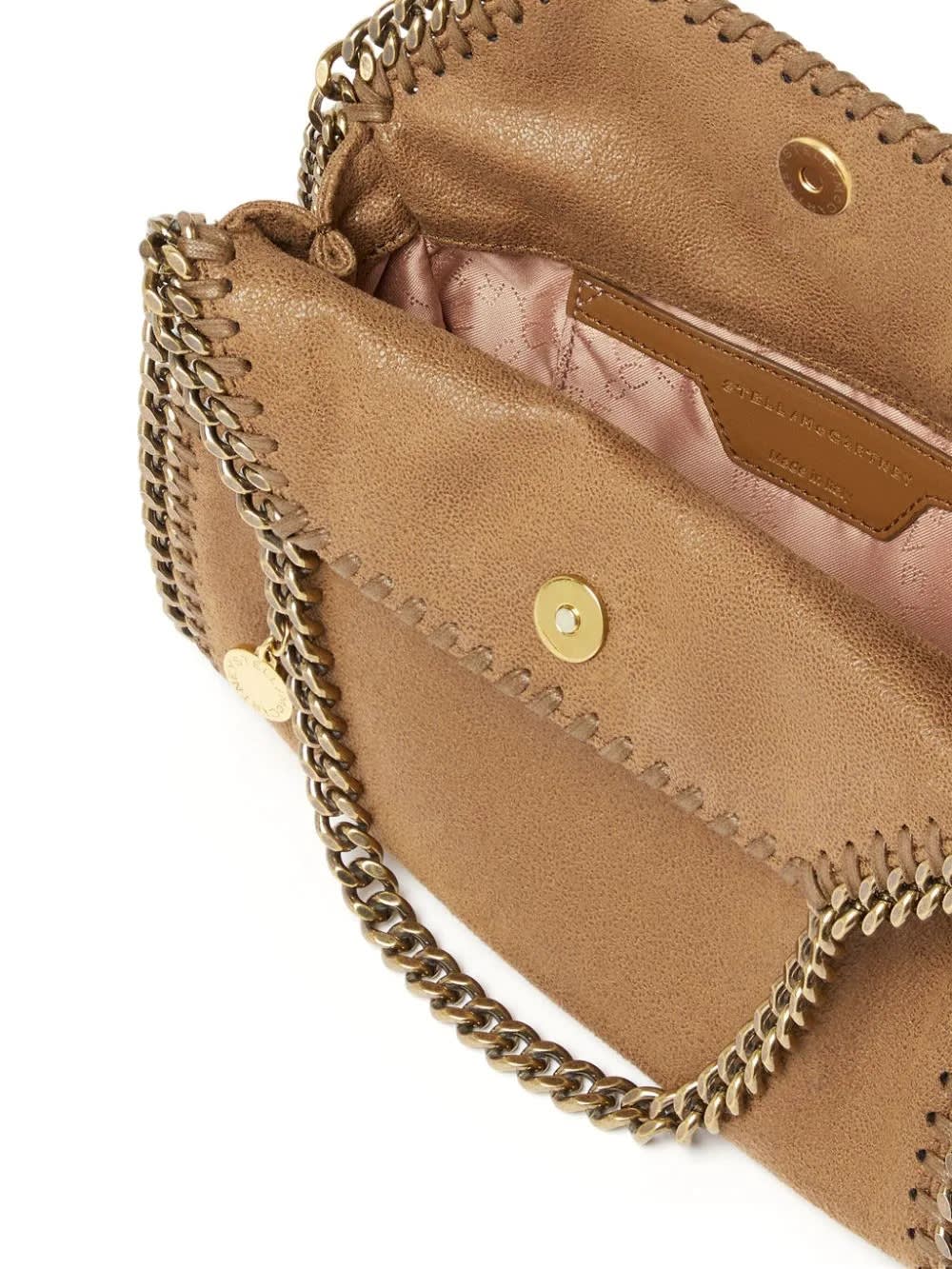 Shop Stella Mccartney Pecan Brown And Gold Mini Falabella Tote Bag