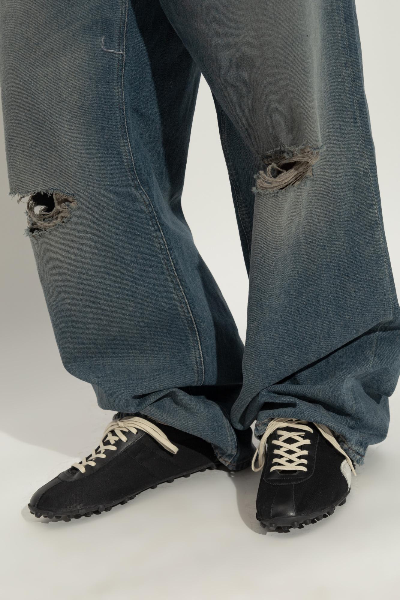 Maison Margiela Sprinters Low Top Cotton Blend Sneakers In Black