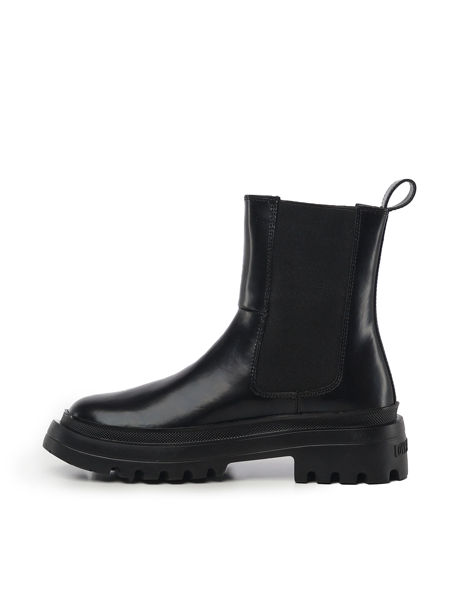 LOVE MOSCHINO CALF AND LYCRA ANKLE BOOTS