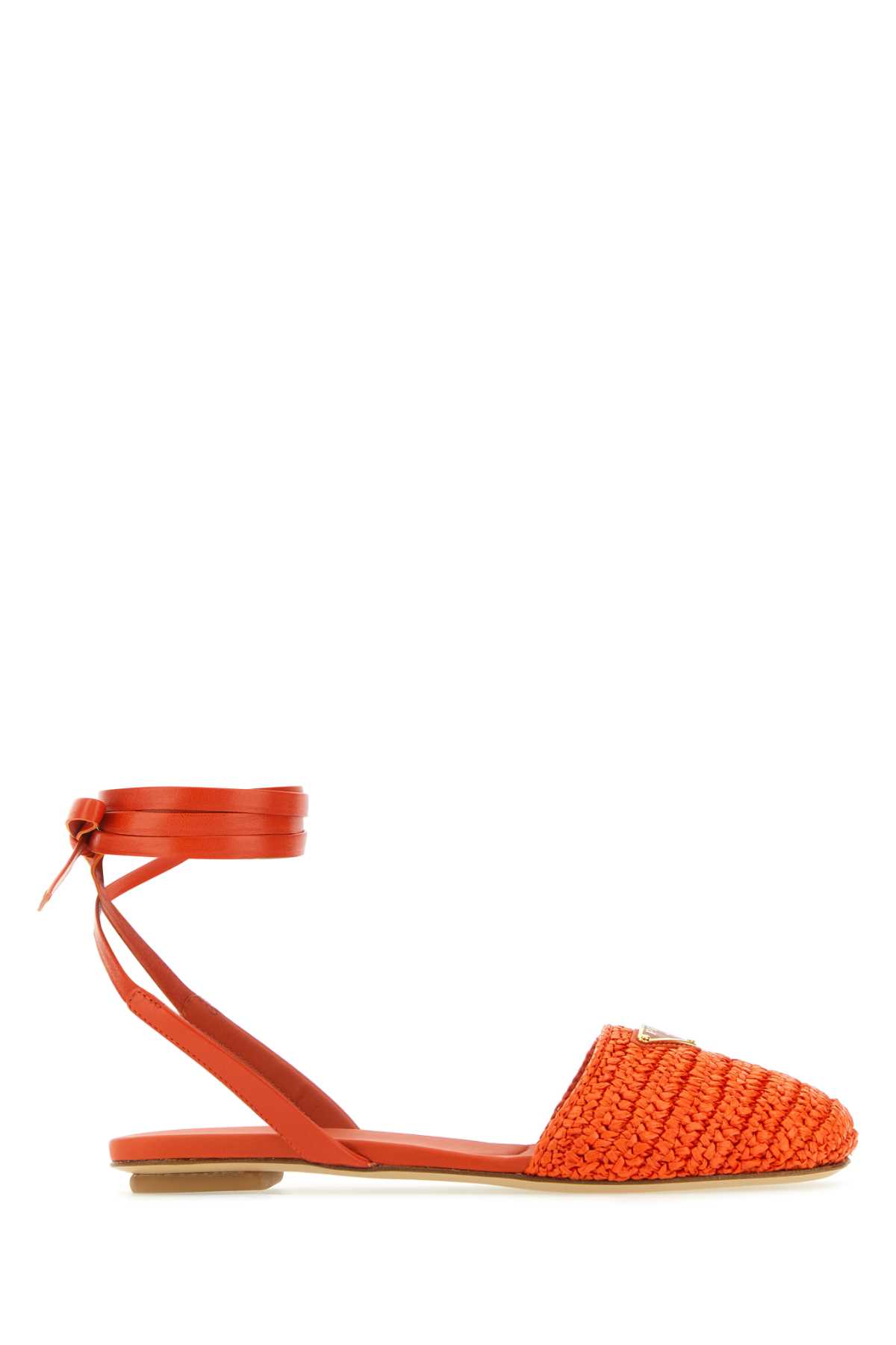 Prada Orange Raffia Sandals