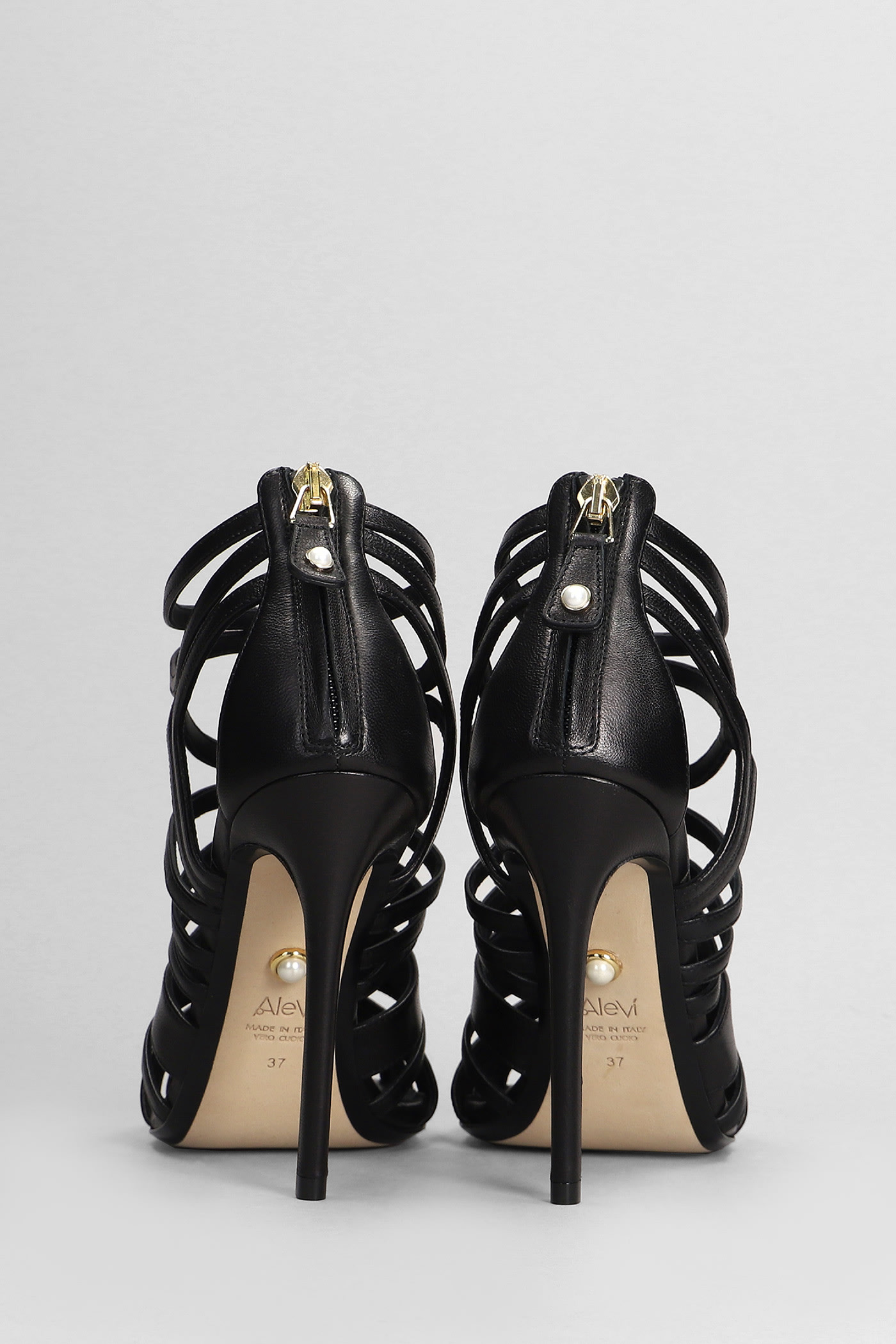 Shop Alevì Jil 110 Sandals In Black Leather