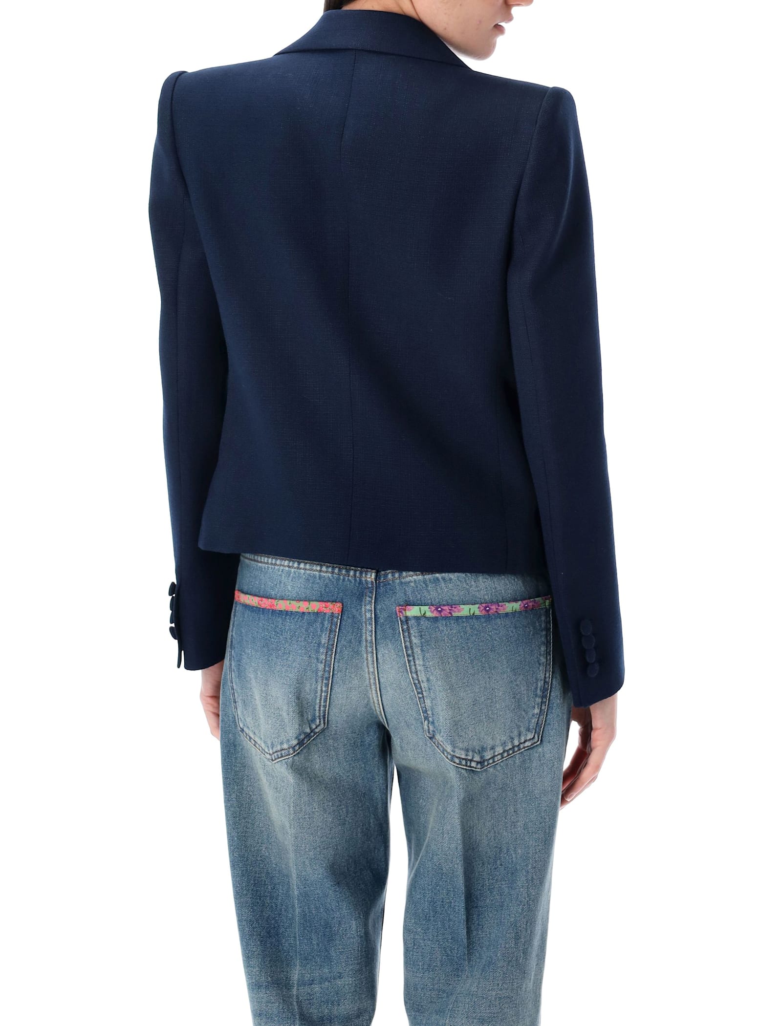Valentino Tailored Bow-detail Jacket Crafted From Lightweight Viscose In Provence Blue