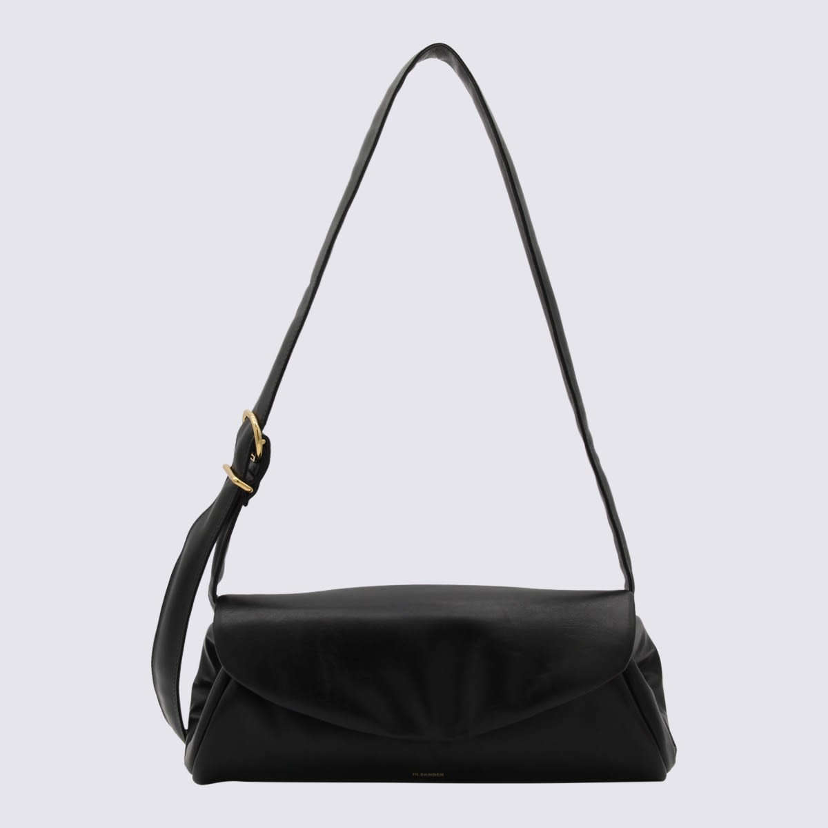 Shop Jil Sander Black Leather Cannolo Shoulder Bag