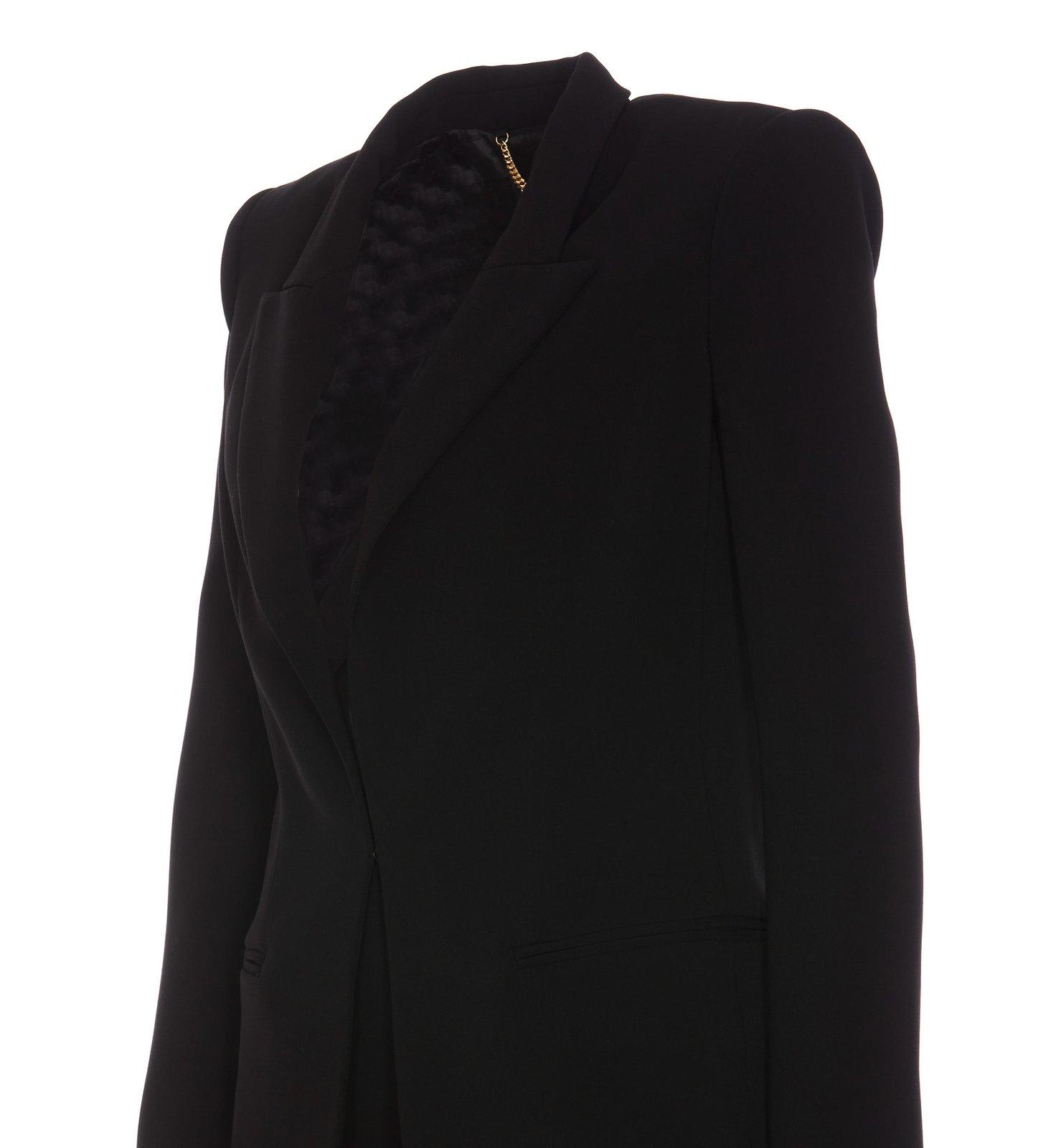 Shop Elisabetta Franchi Logo Plaque Peak Lapels Suit In Nero