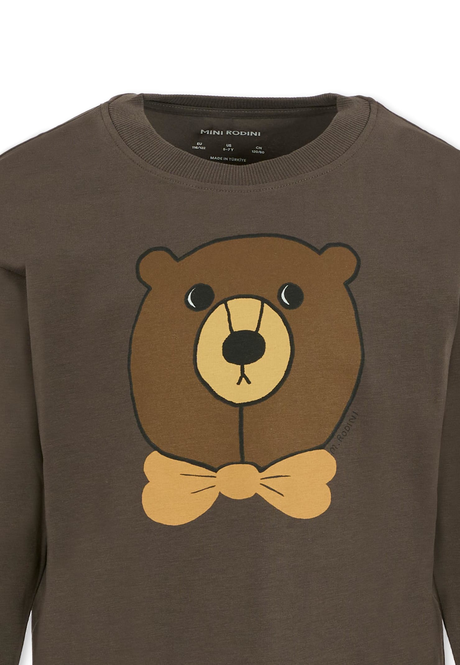 Mini Rodini Brown T-shirt For Kids With Bear In Brown