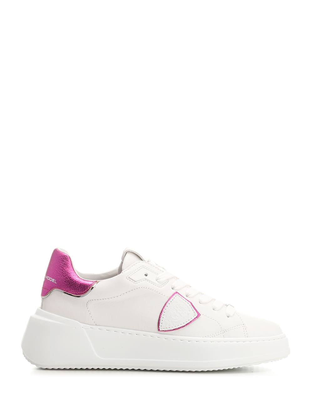 PHILIPPE MODEL TEMPLE SNEAKERS WITH FUCHSIA DETAILS
