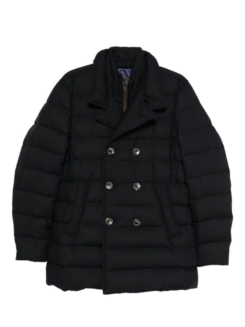 Herno Double-breasted Puffer Jacket With Quilted Texture In Black