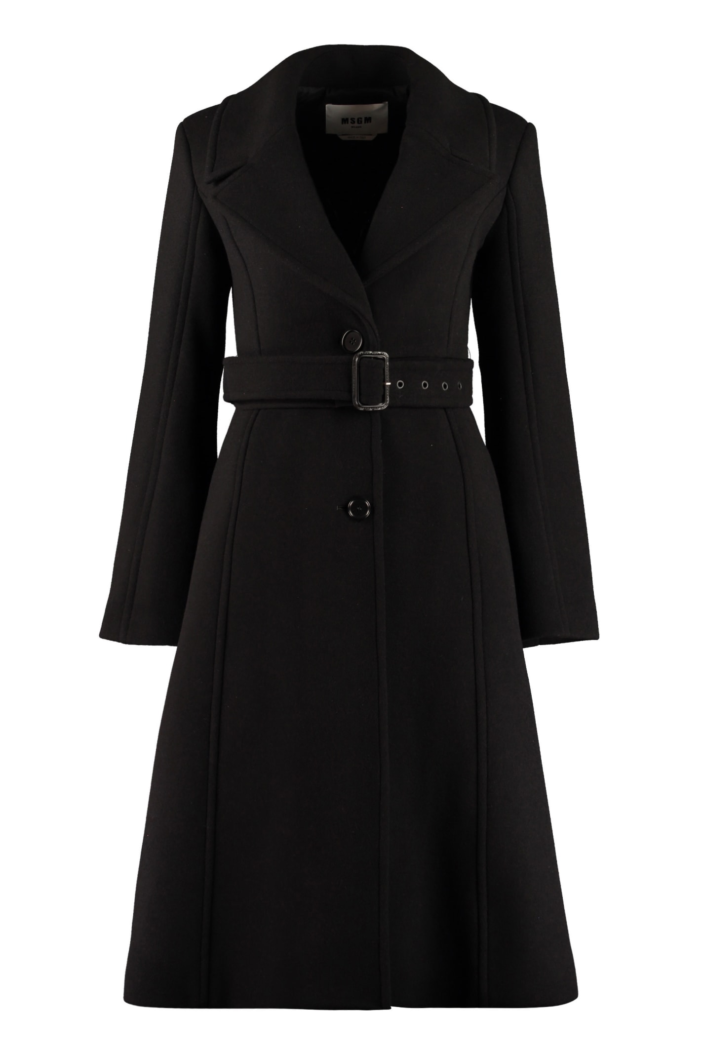 Msgm Virgin Wool Coat In Black | ModeSens