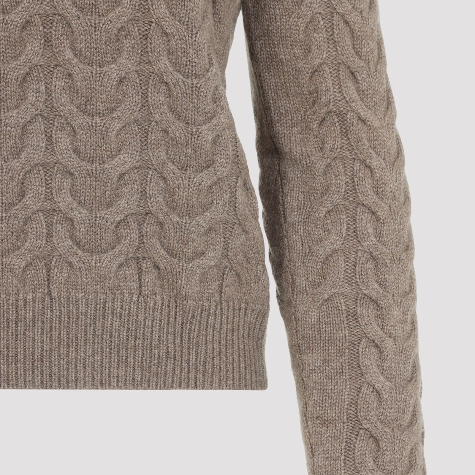 Max Mara Aramis Cable Knit Crew Neck Sweater In Gray
