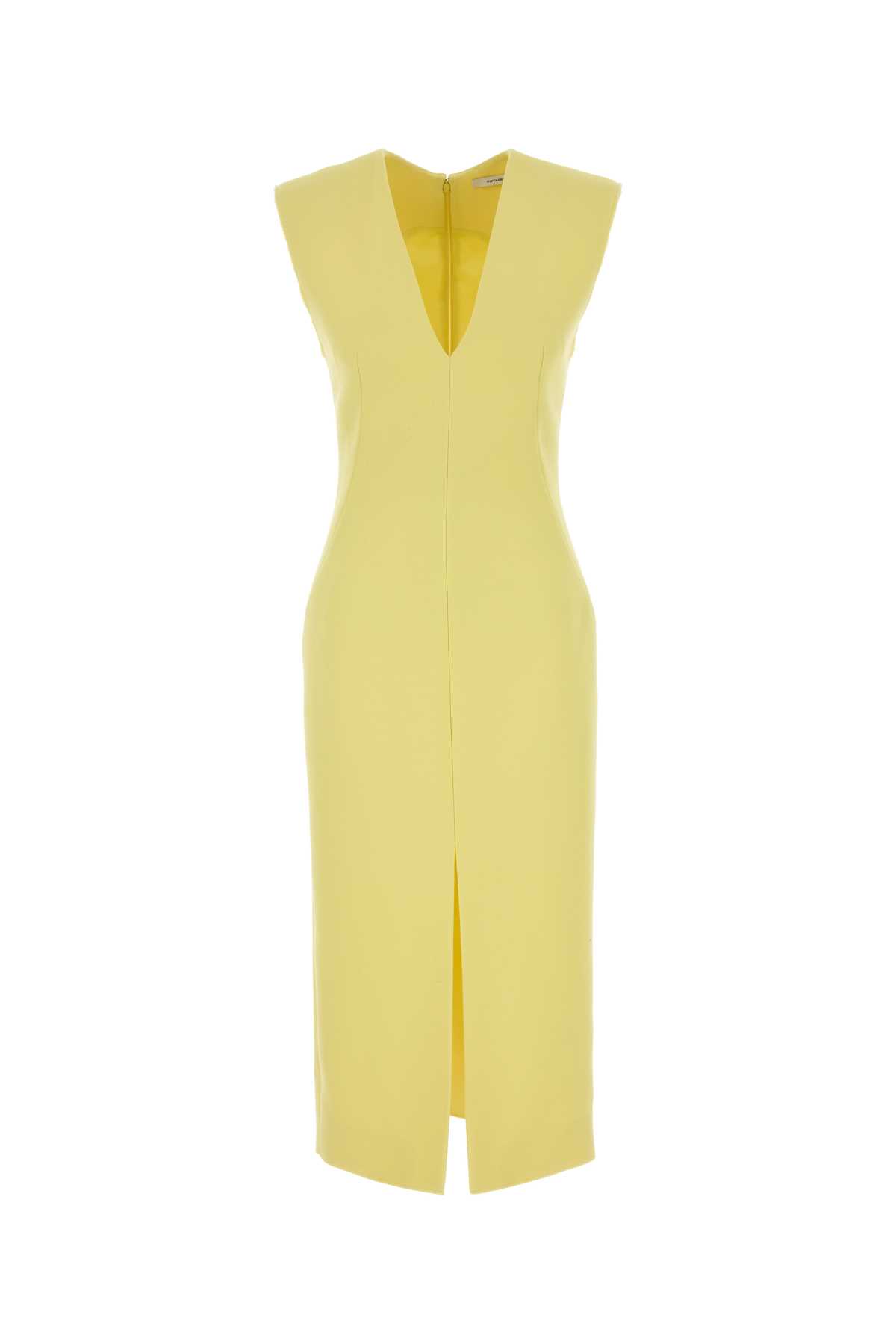 Givenchy Midi Dress With Front Slit And V-neckline In Yellow