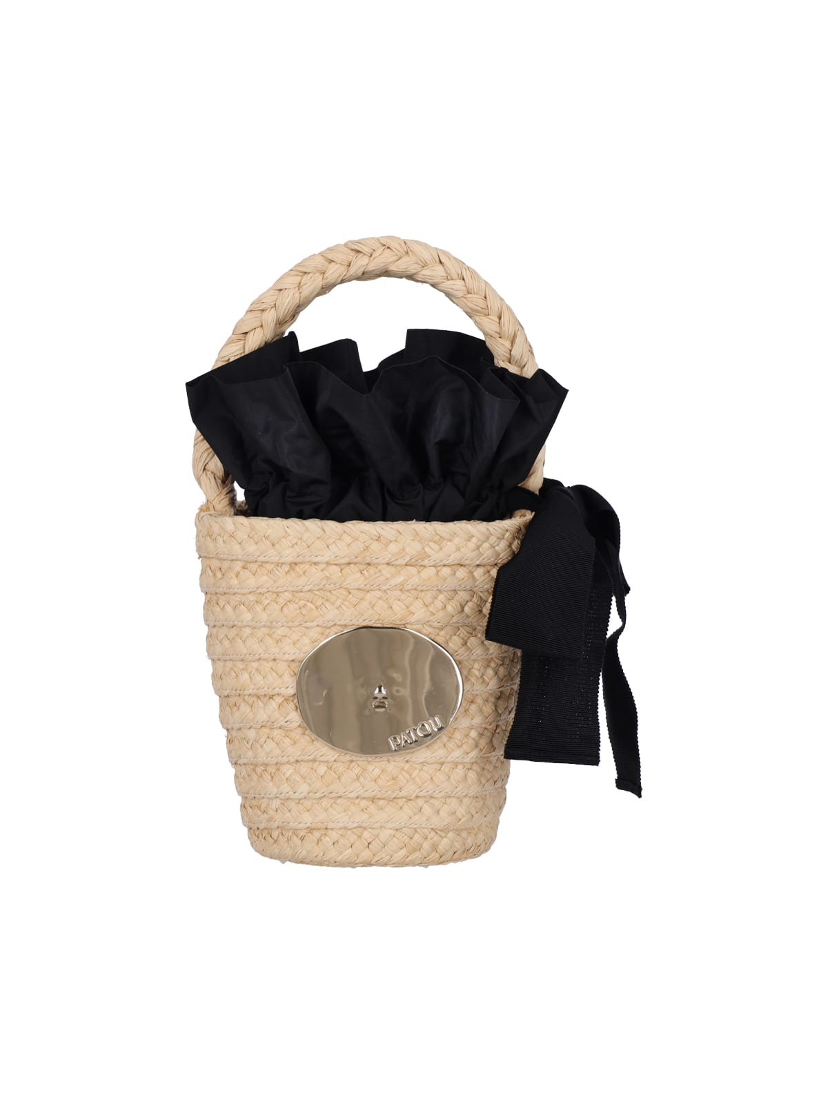 Shop Patou Raffia Bucket Bag In Vanilla