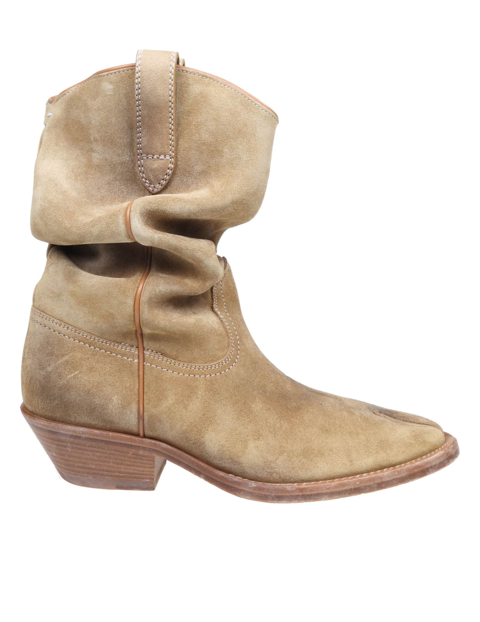 Maison Margiela Texan Tabi Boots In Suede Leather