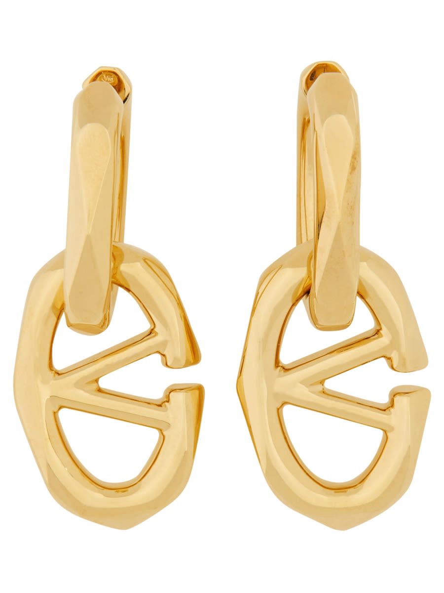 Shop Valentino Signature Vlogo Earring In Gold