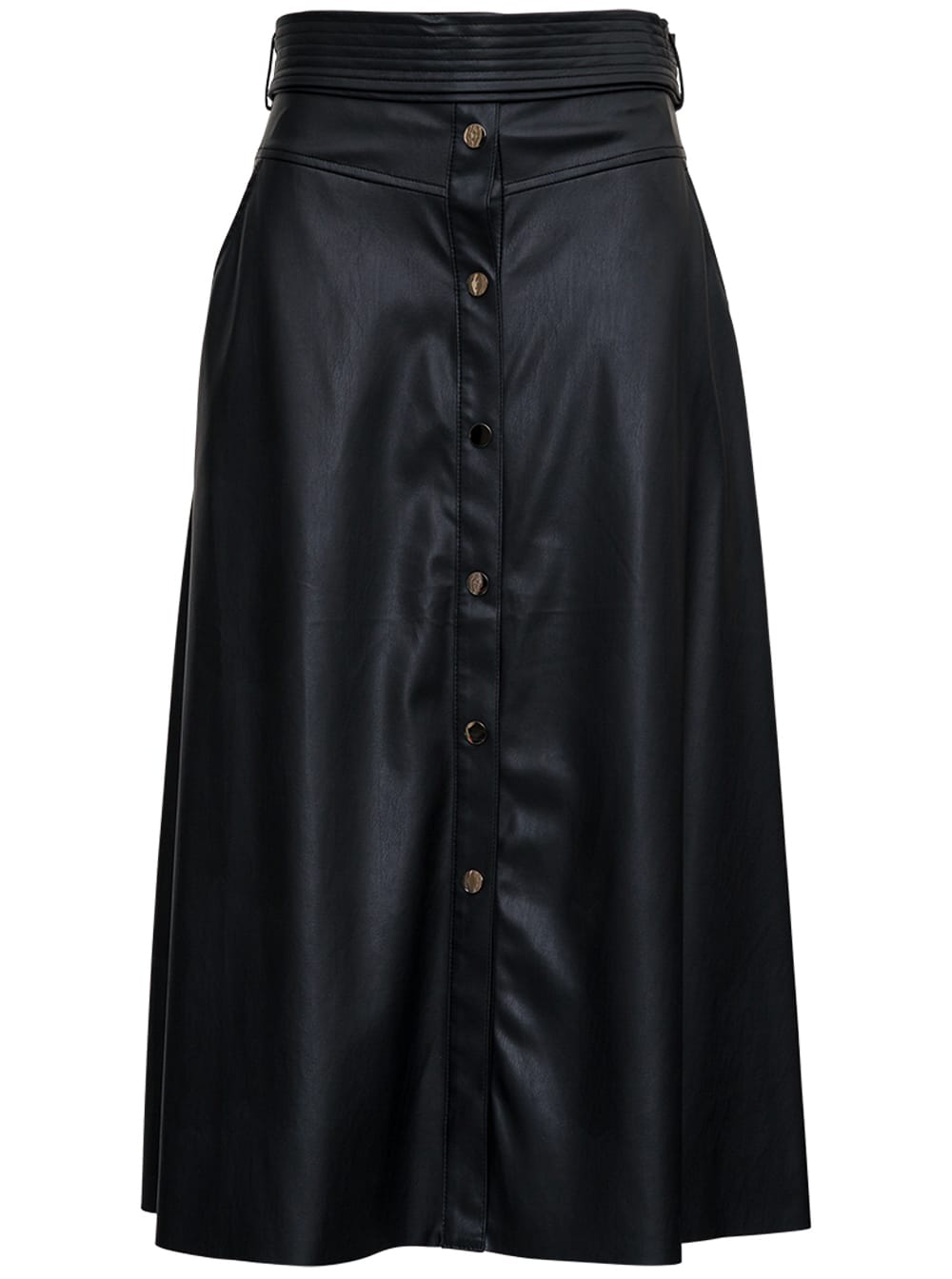 Black Leatheret Long Skirt With Buttons Liu-Jo