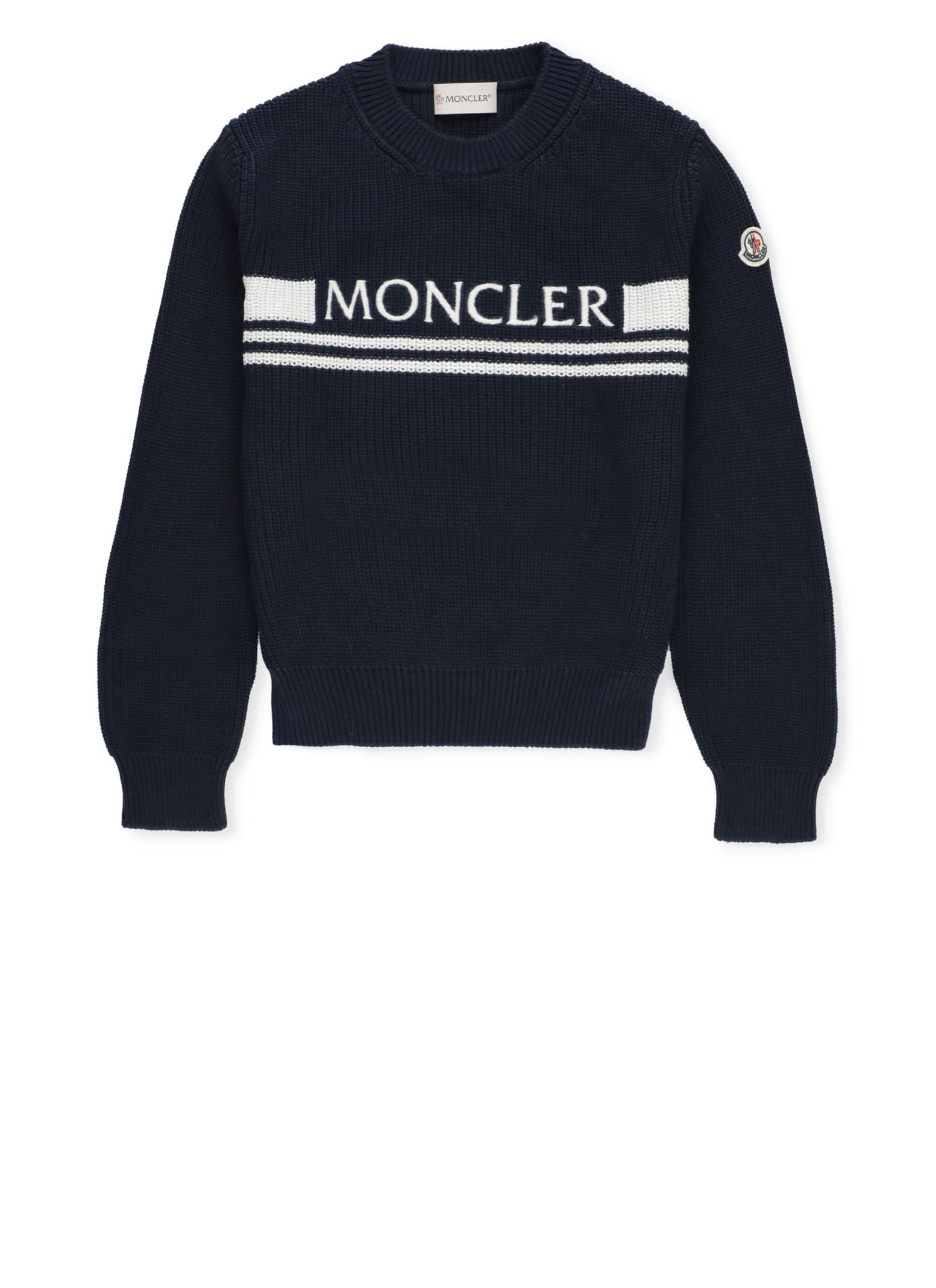 Shop Moncler Cotton Sweater In Blue