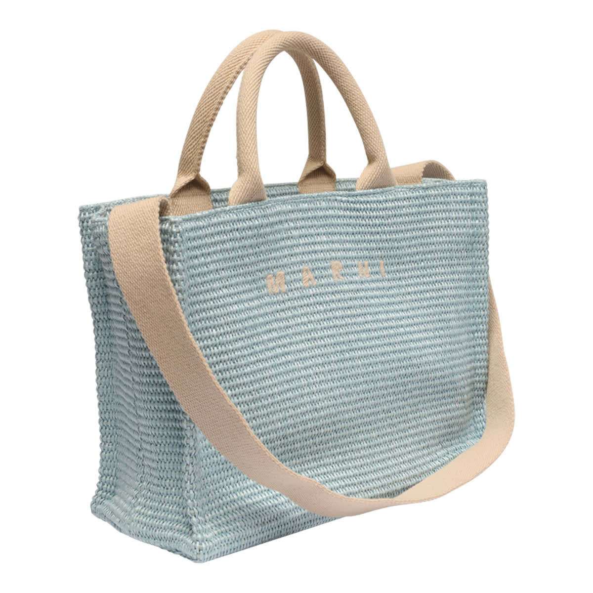 Shop Marni Small Basket Handbag In Azzurro