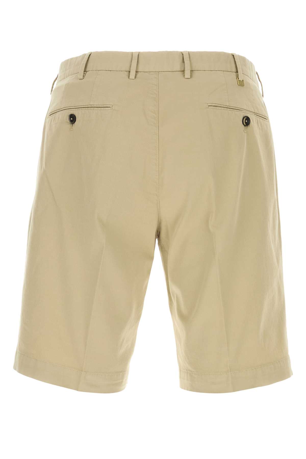 Beige Stretch Cotton Bermuda Shorts