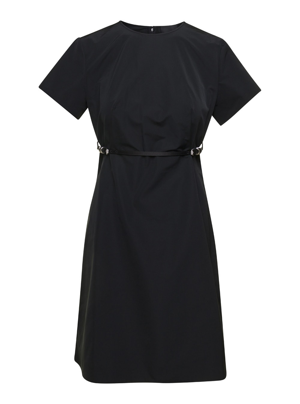 Shop Givenchy Black Mini Dress With Belt In Taffeta Woman